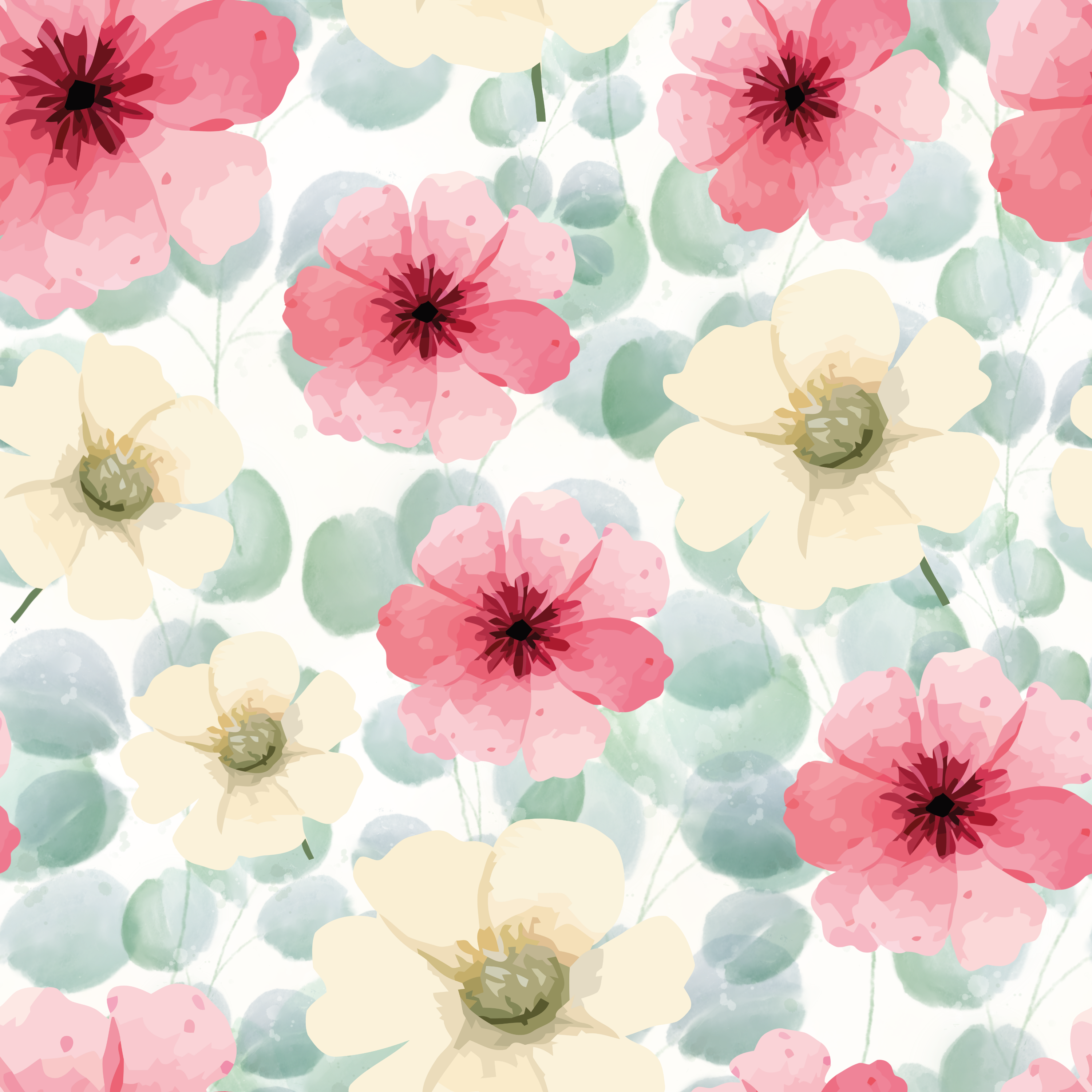 09.01.25 Watercolour florals  Blues & Reds (3 different styles)