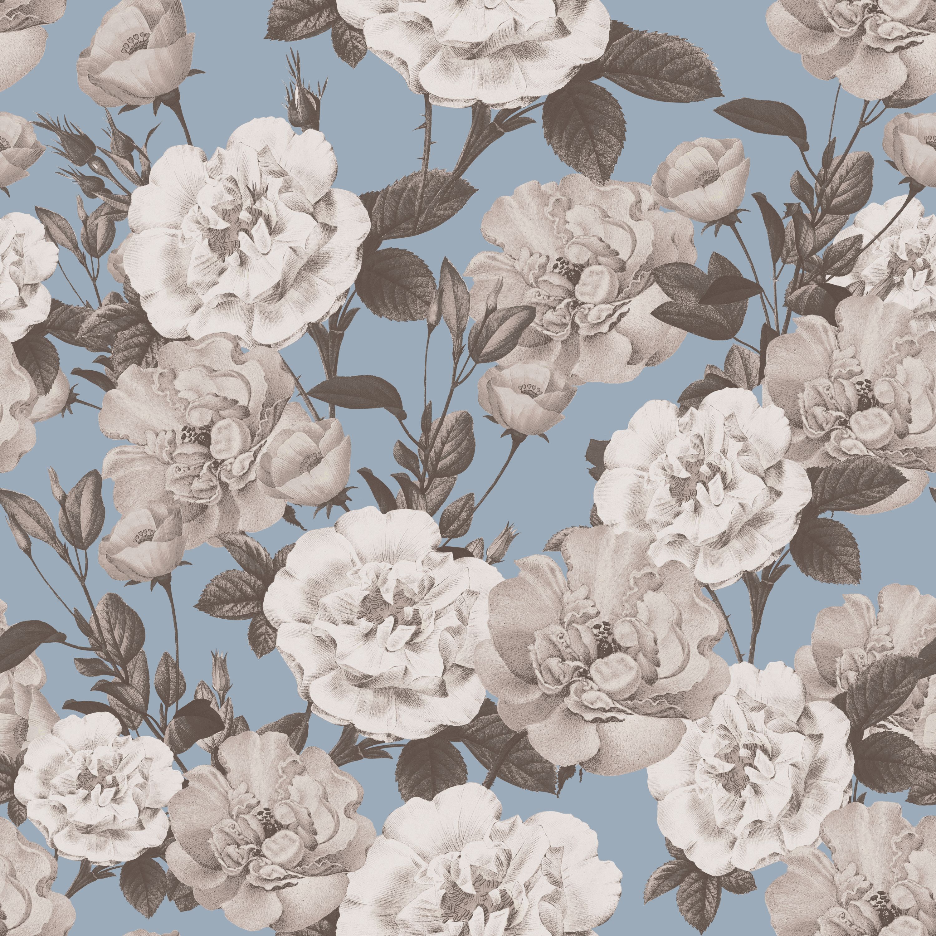 26.01.25 Vintage Florals (3 different patterns) Background cols: pebble, duck egg, black.