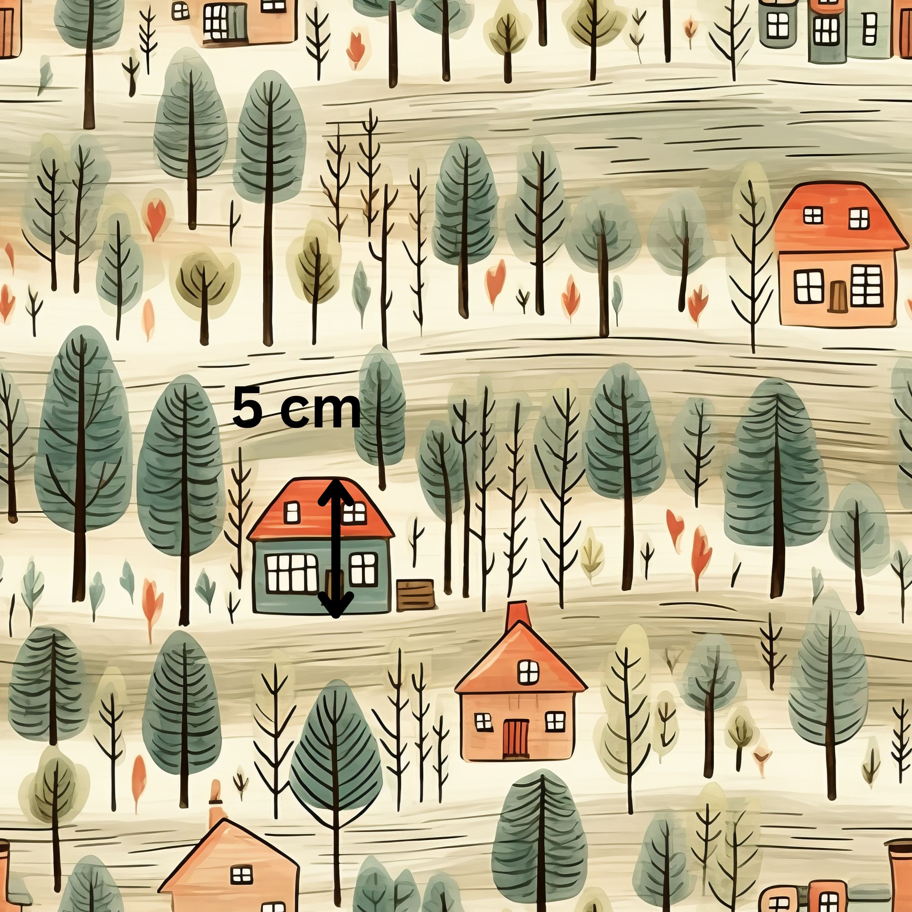 37.01.25 Rustic house with stylised pine trees. (4 different patterns)