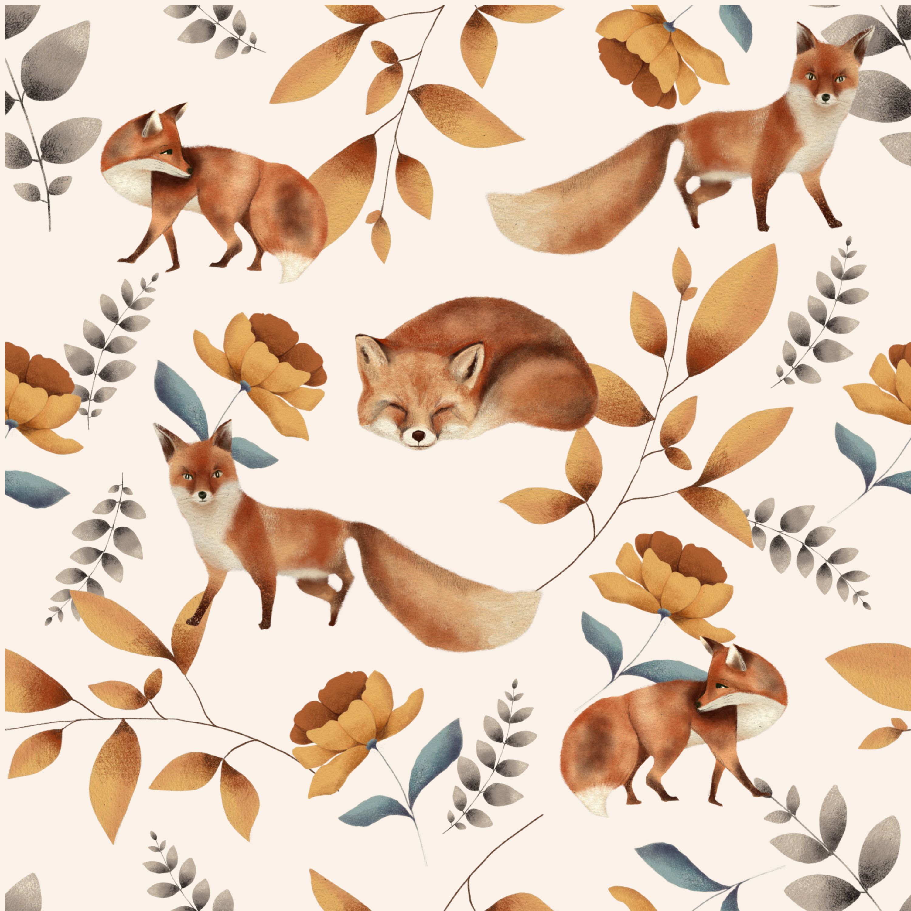 Muted Autumnal muted prints( 5 different patterns)