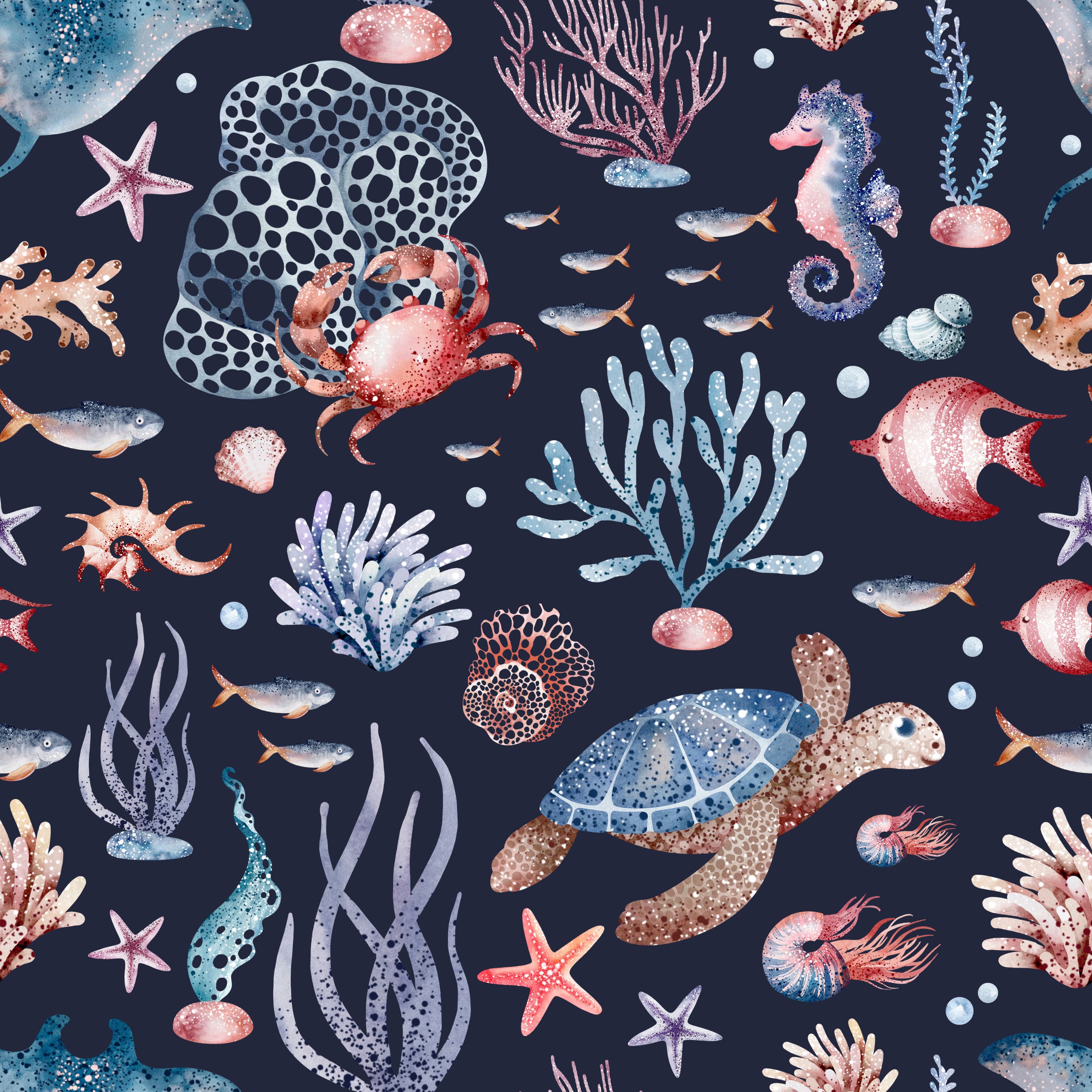 57.01.25 The Beauty of Seal Life (4 different patterns in 3 colour)