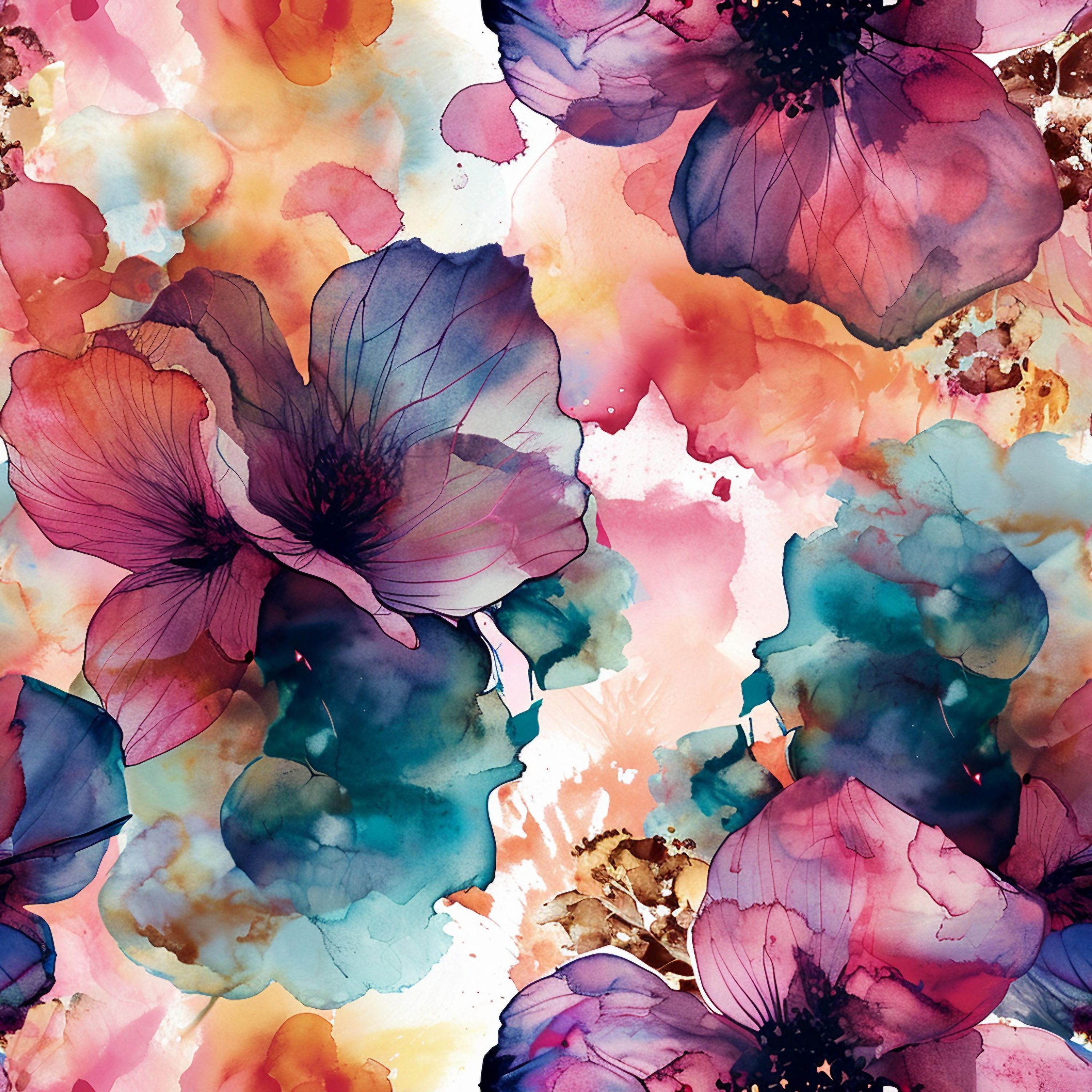 70.03.25 (9 different patterns) Watercolor-Pastel-Alcohol-Ink-Flowers