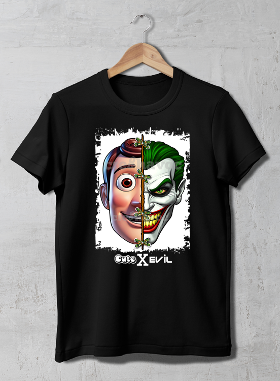 Cute X Evil Woody/The Joker T-Shirt Black (Unisex - Adult)