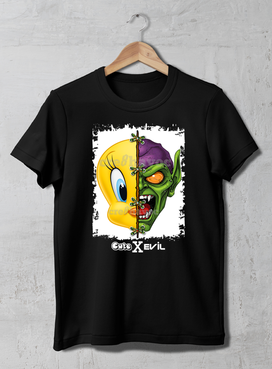 Cute X Evil Tweety Pie/Green Goblin T-Shirt Black (Unisex - Adult)