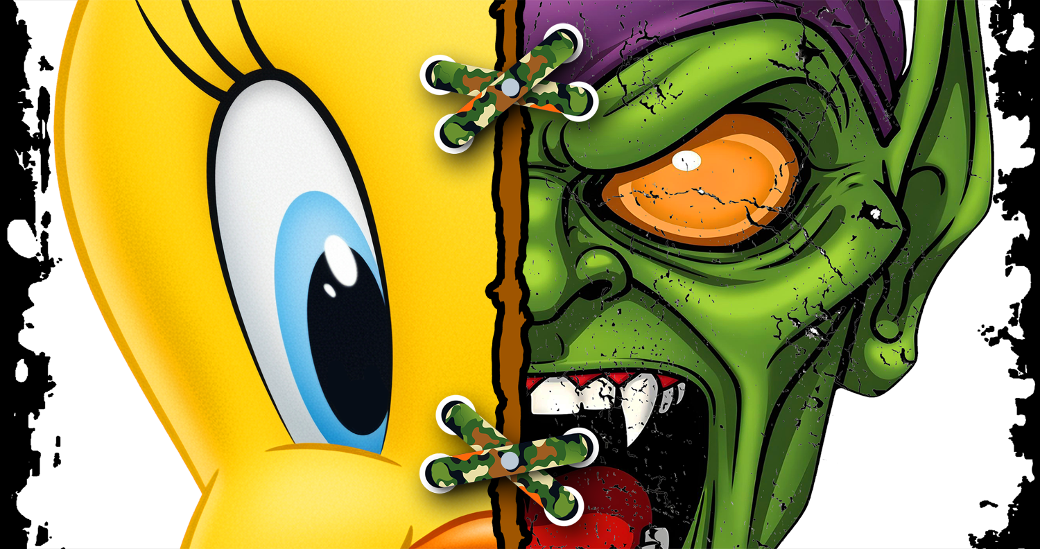 Cute X Evil Tweety Pie/Green Goblin T-Shirt Black (Unisex - Adult)