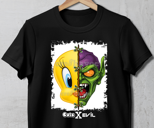 Cute X Evil Tweety Pie/Green Goblin T-Shirt Black (Unisex - Adult)