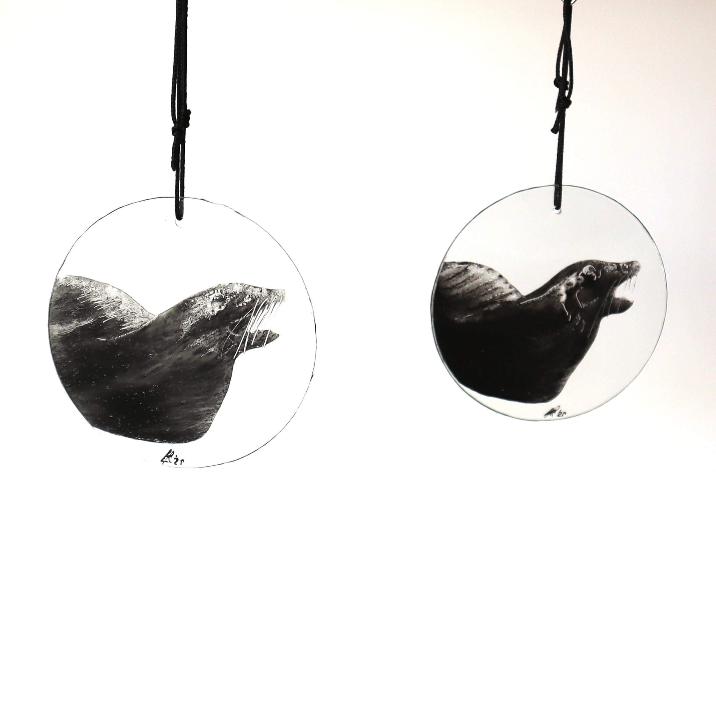 Sea Lion Glass Hand painted Hanging Ornaments