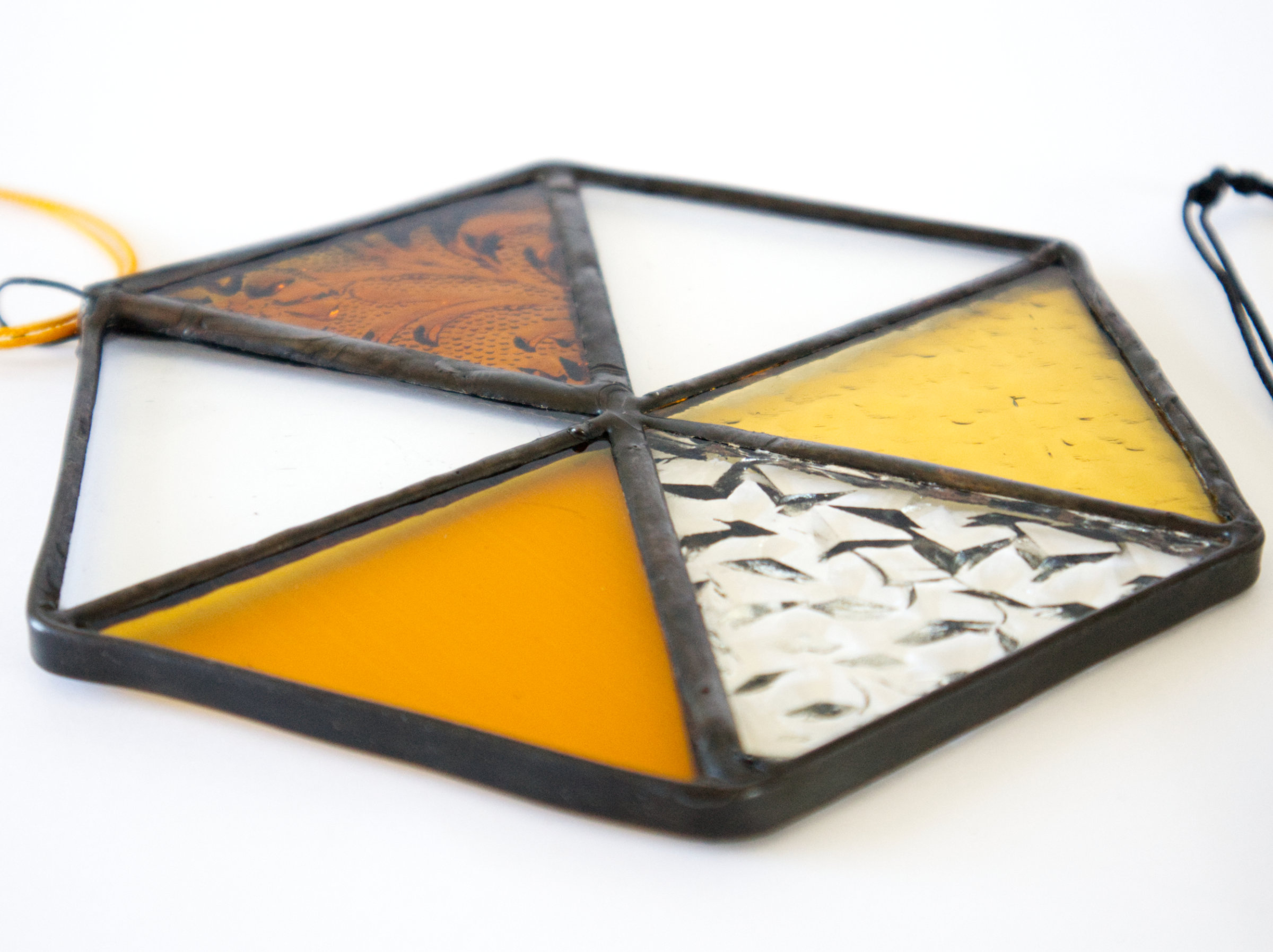 ORANGE/ YELLOW/ RED Geometric Stained Glass Suncatchers
