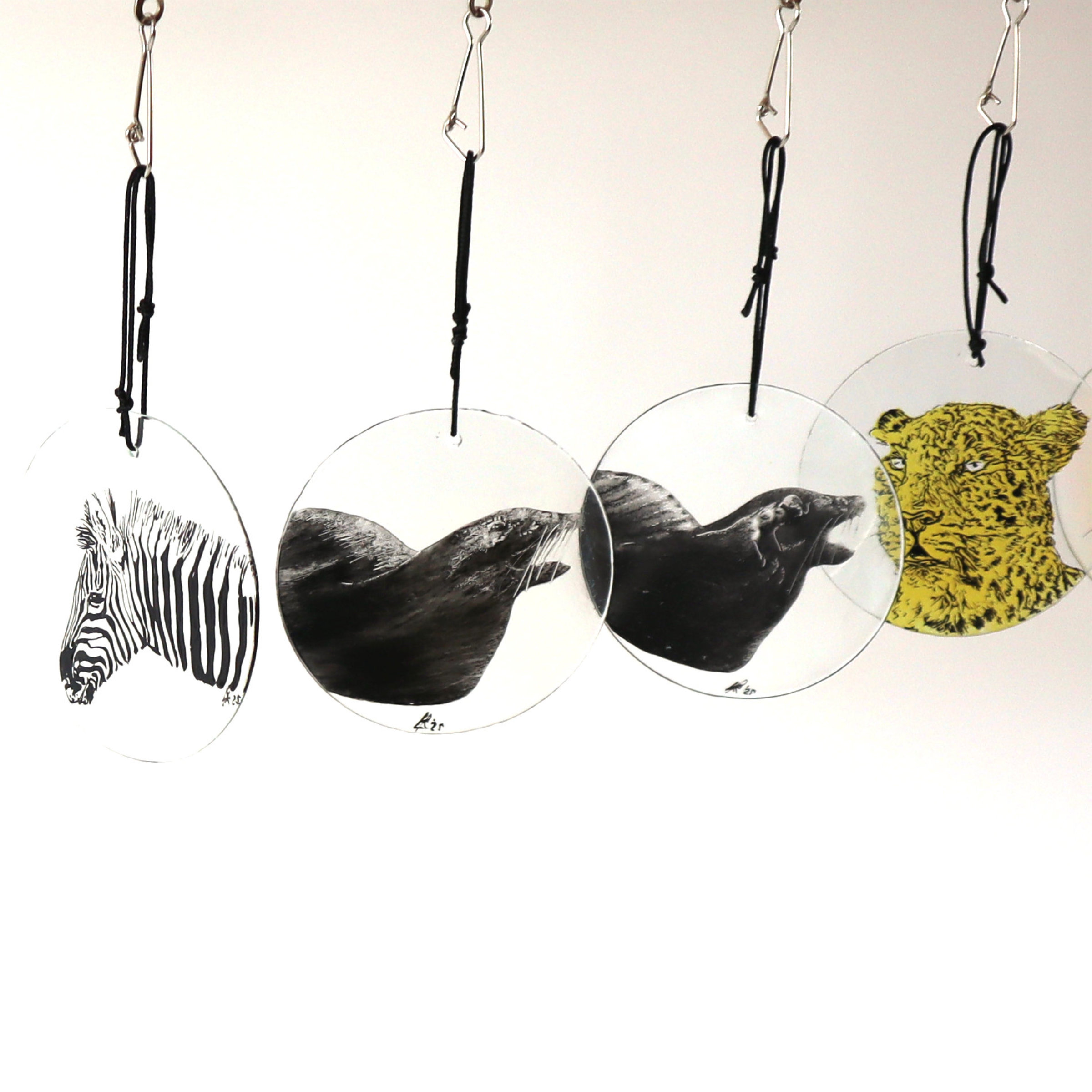 Hand-Painted Zebra Glass Ornament