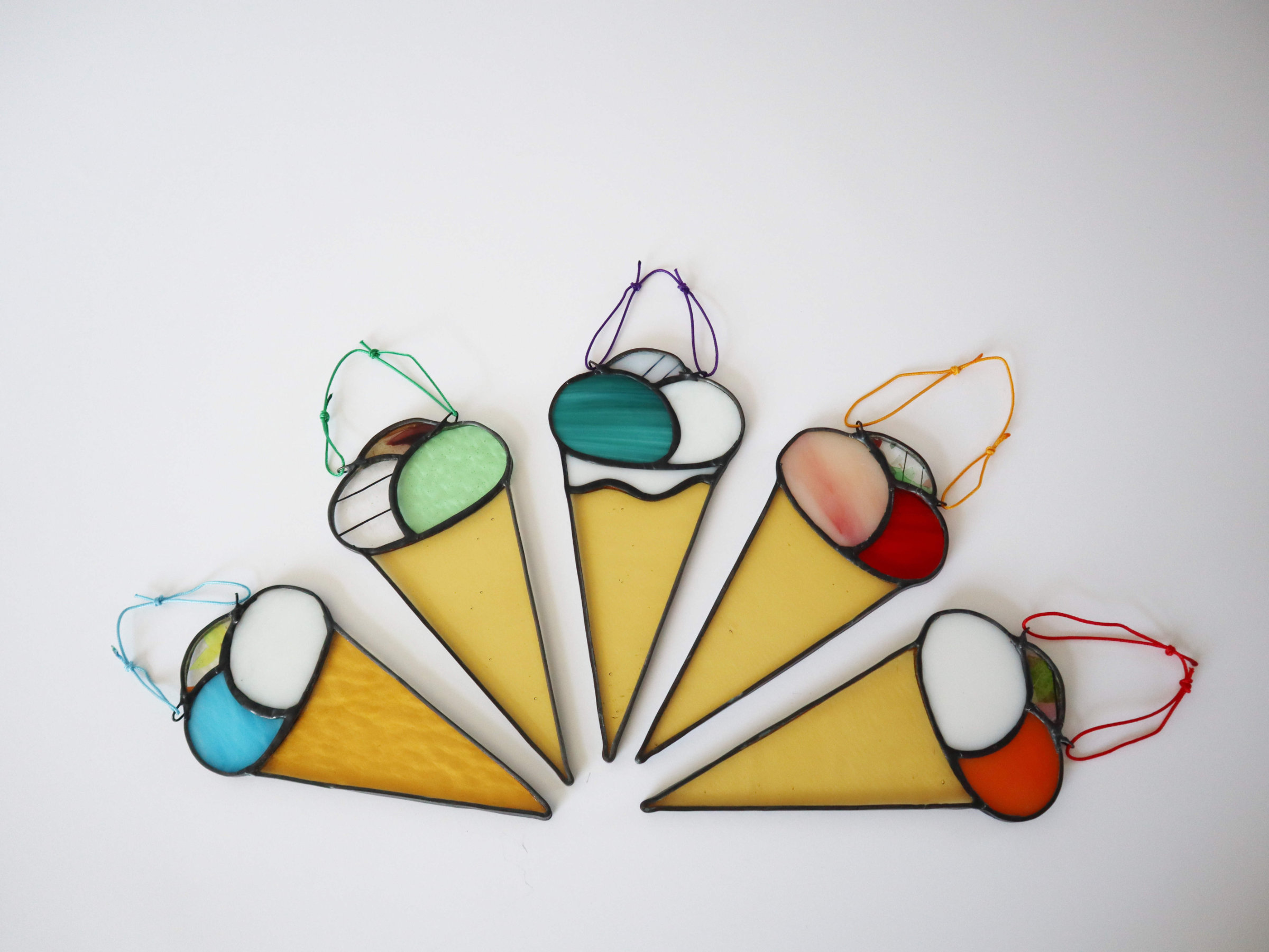 Stained Glass Ice Cream Cone Suncatchers