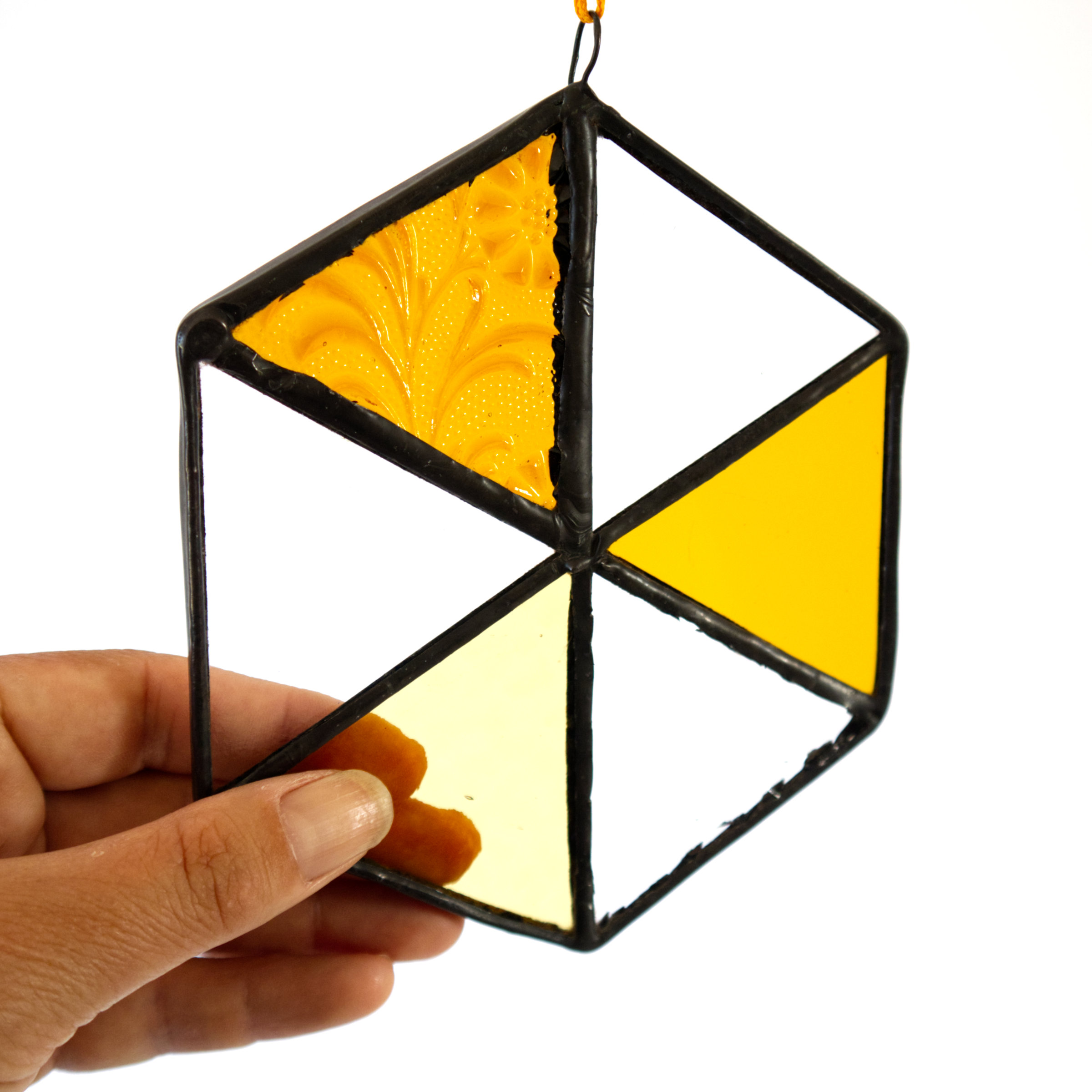 ORANGE/ YELLOW/ RED Geometric Stained Glass Suncatchers