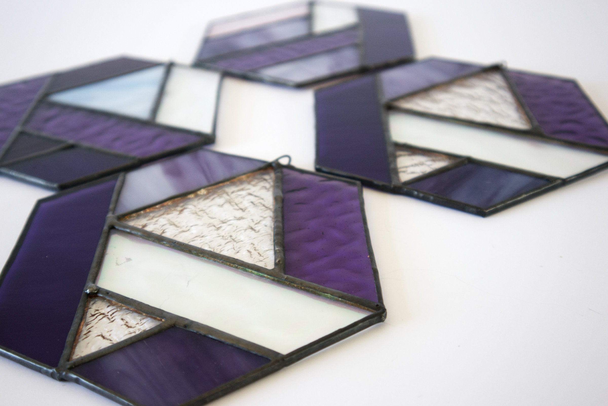 Purple Geometric Stained Glass Suncatchers