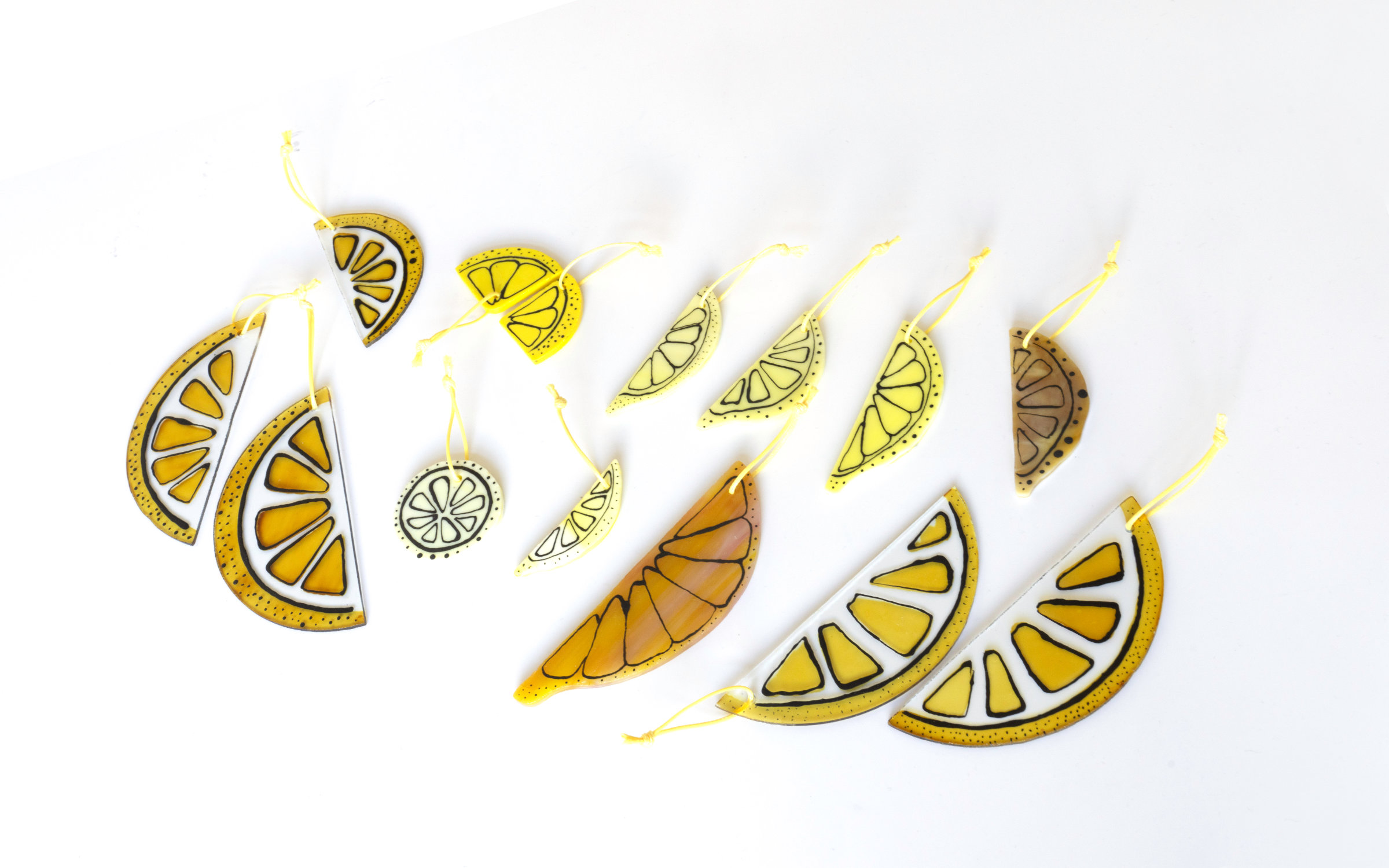 Citrus Slice Hand painted Glass Ornament (OPAQUE)