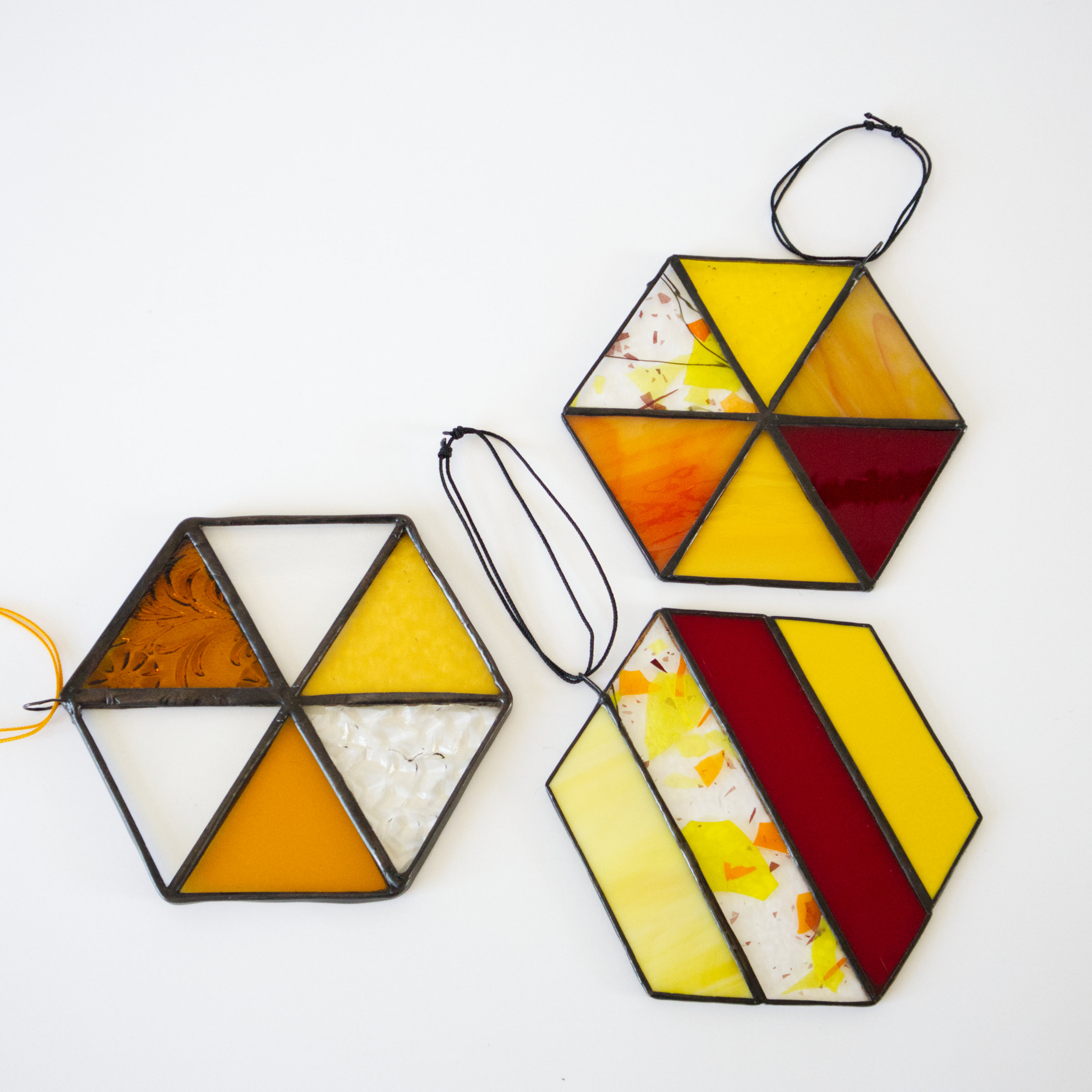 ORANGE/ YELLOW/ RED Geometric Stained Glass Suncatchers