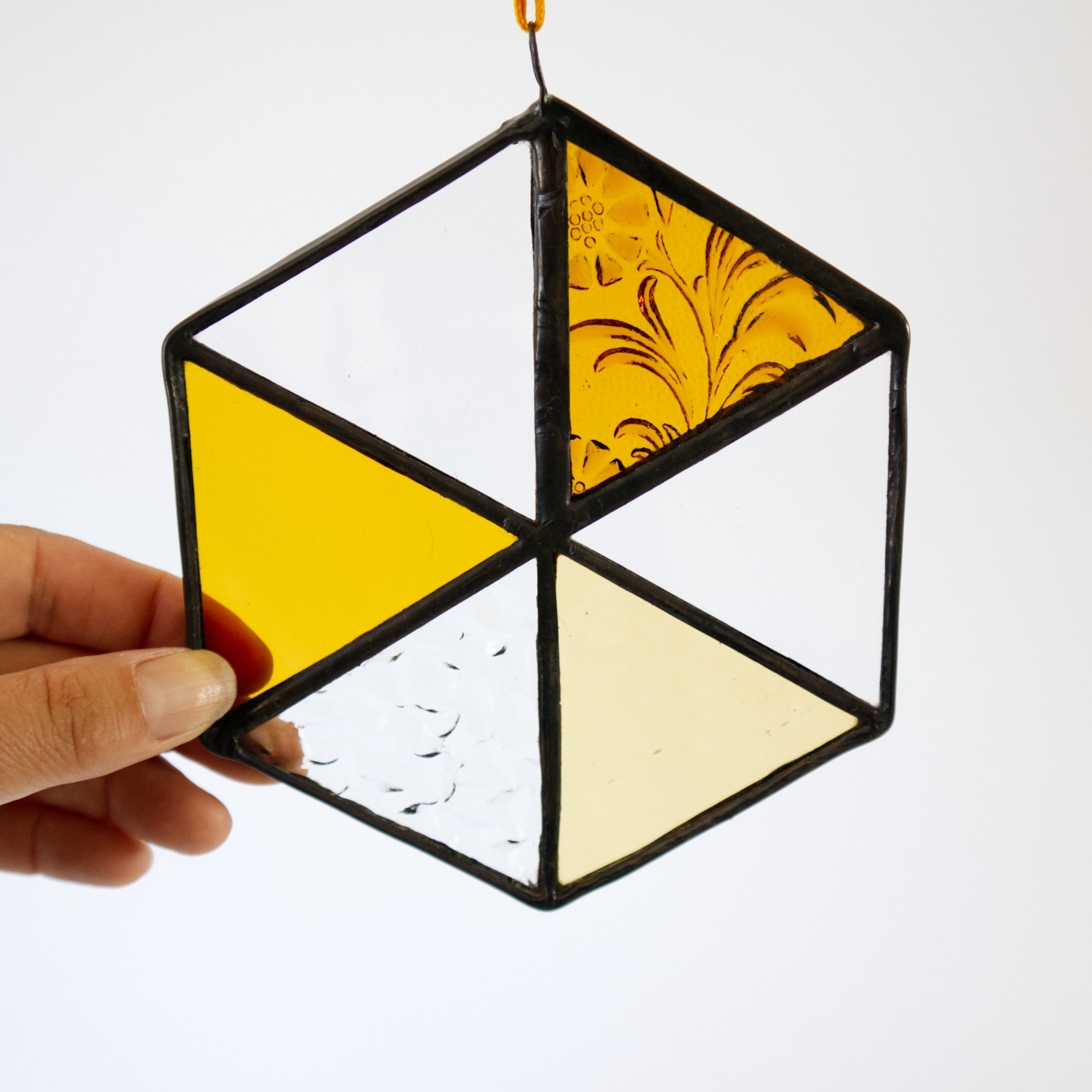 ORANGE/ YELLOW/ RED Geometric Stained Glass Suncatchers