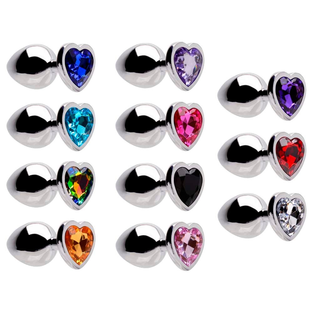PLUG ANAL METAL CORAÇÃO PEDRA M SENSUAL LOVE