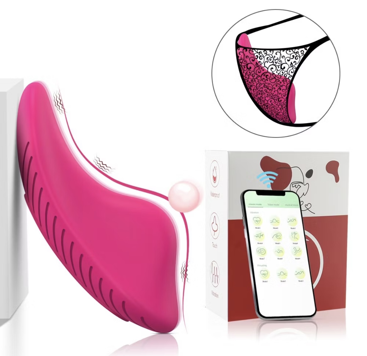 Vibrador de Calcinha Bluetooth Controle no celular a Distância via App encaixe Perfeito com Calcinha 