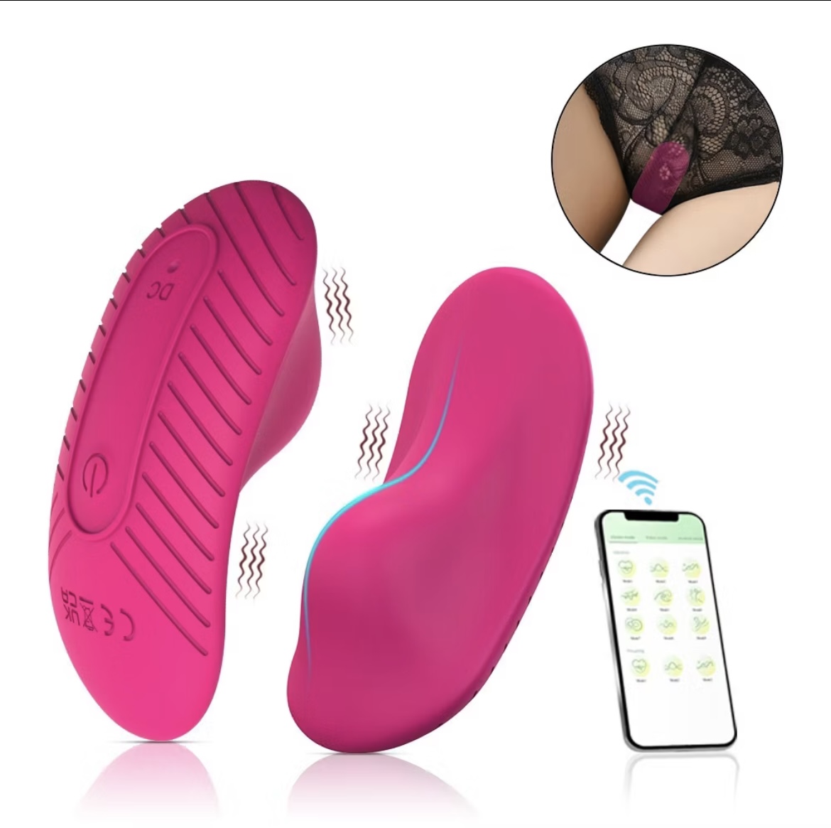 Vibrador de Calcinha Bluetooth Controle no celular a Distância via App encaixe Perfeito com Calcinha 