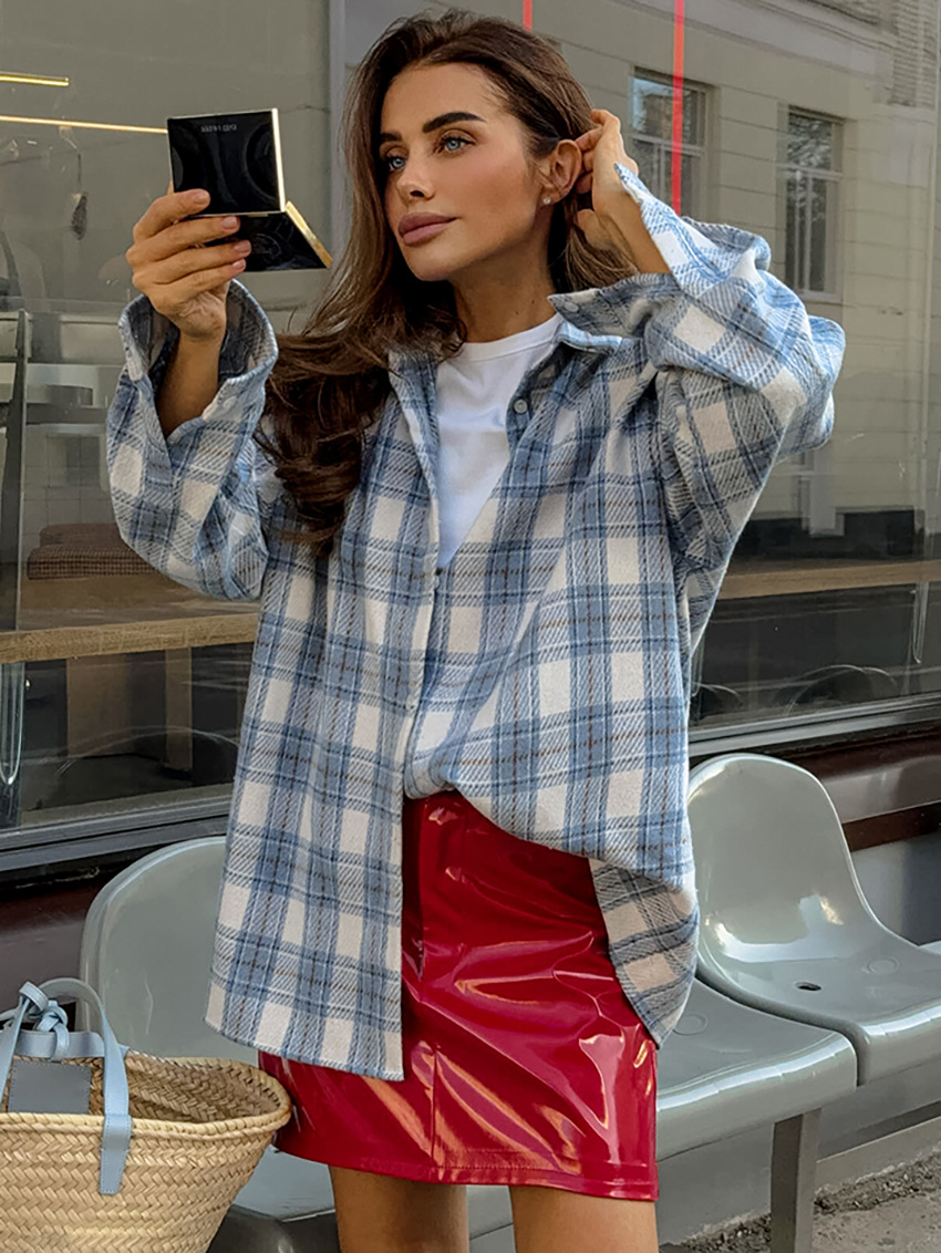 Blue Plaid Oversized Jacket