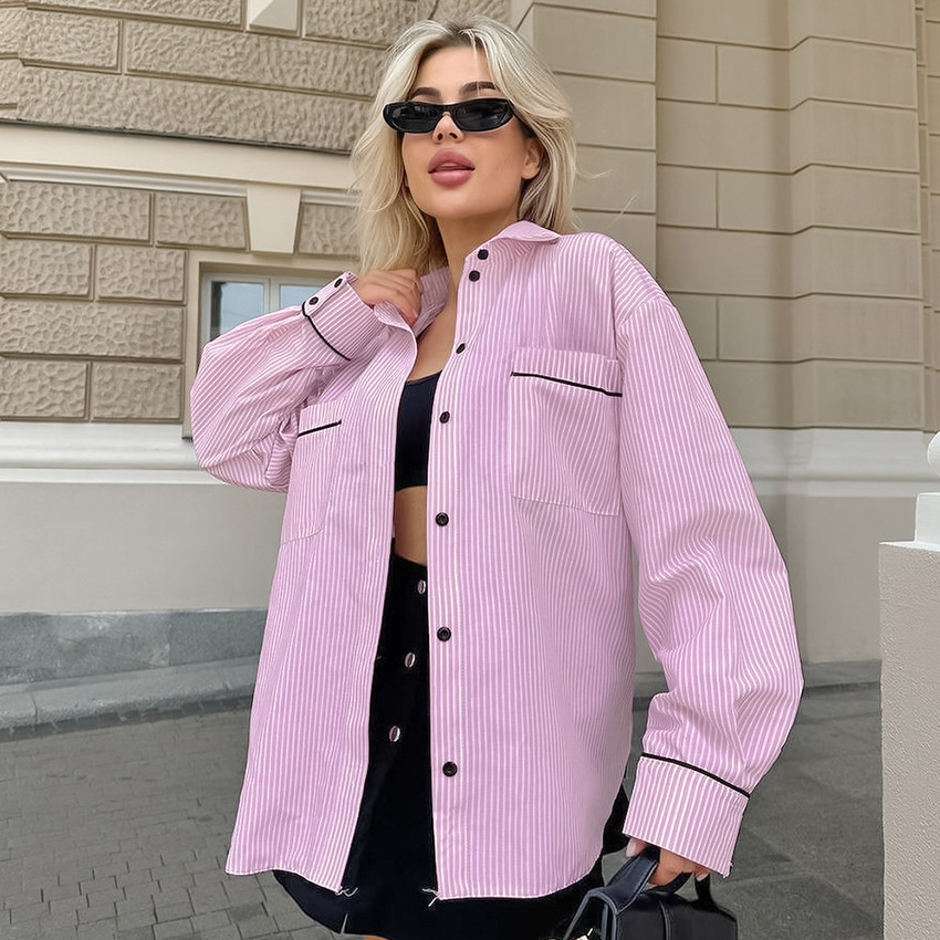 Pink Striped Oversized Shirt