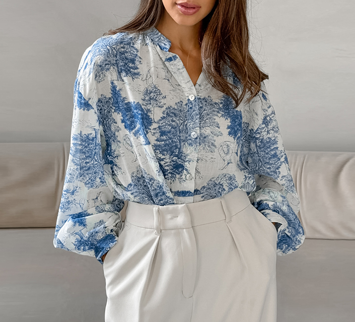 Vintage Blue and White Blouse