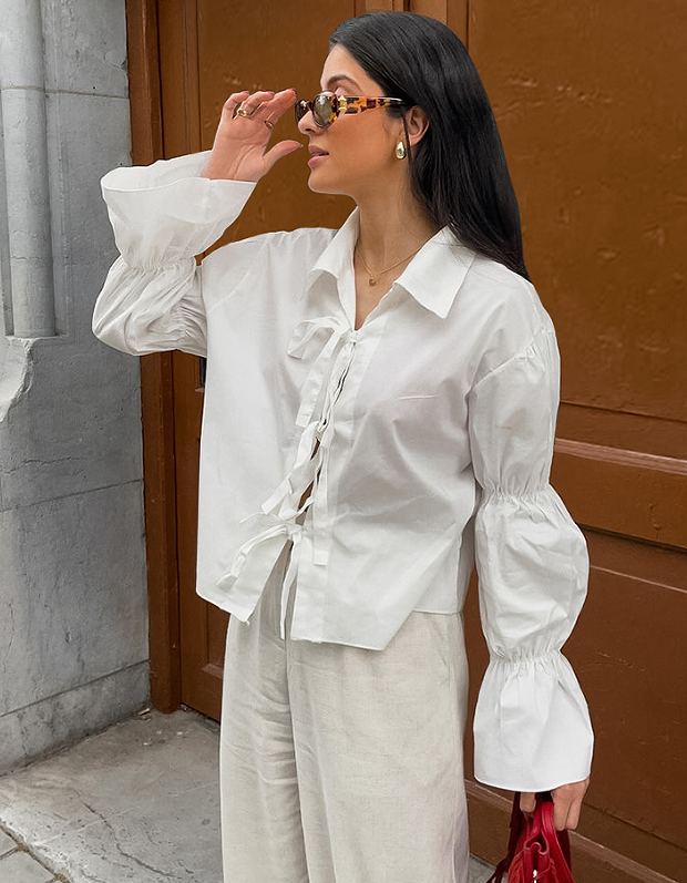 White Long-Sleeve Blouse