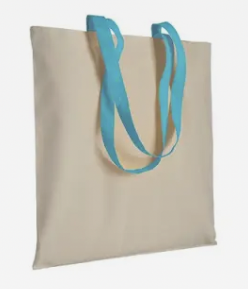 Borsa cotone 38x42 cm con manici colorati