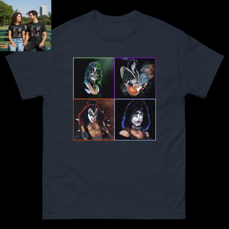 Original handpainted, drawing of kiss classic tee
