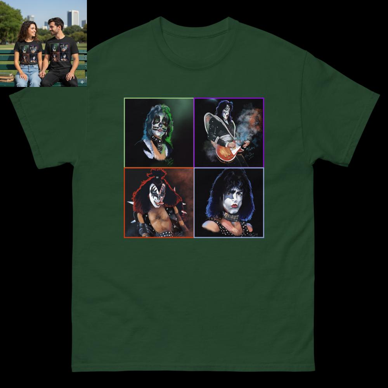 Original handpainted, drawing of kiss classic tee