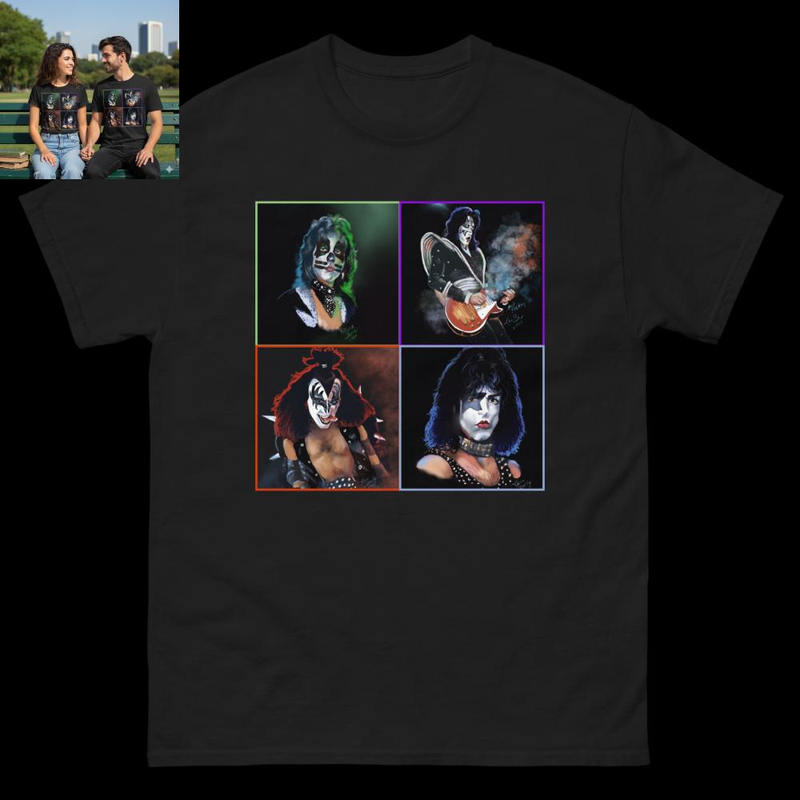 Original handpainted, drawing of kiss classic tee