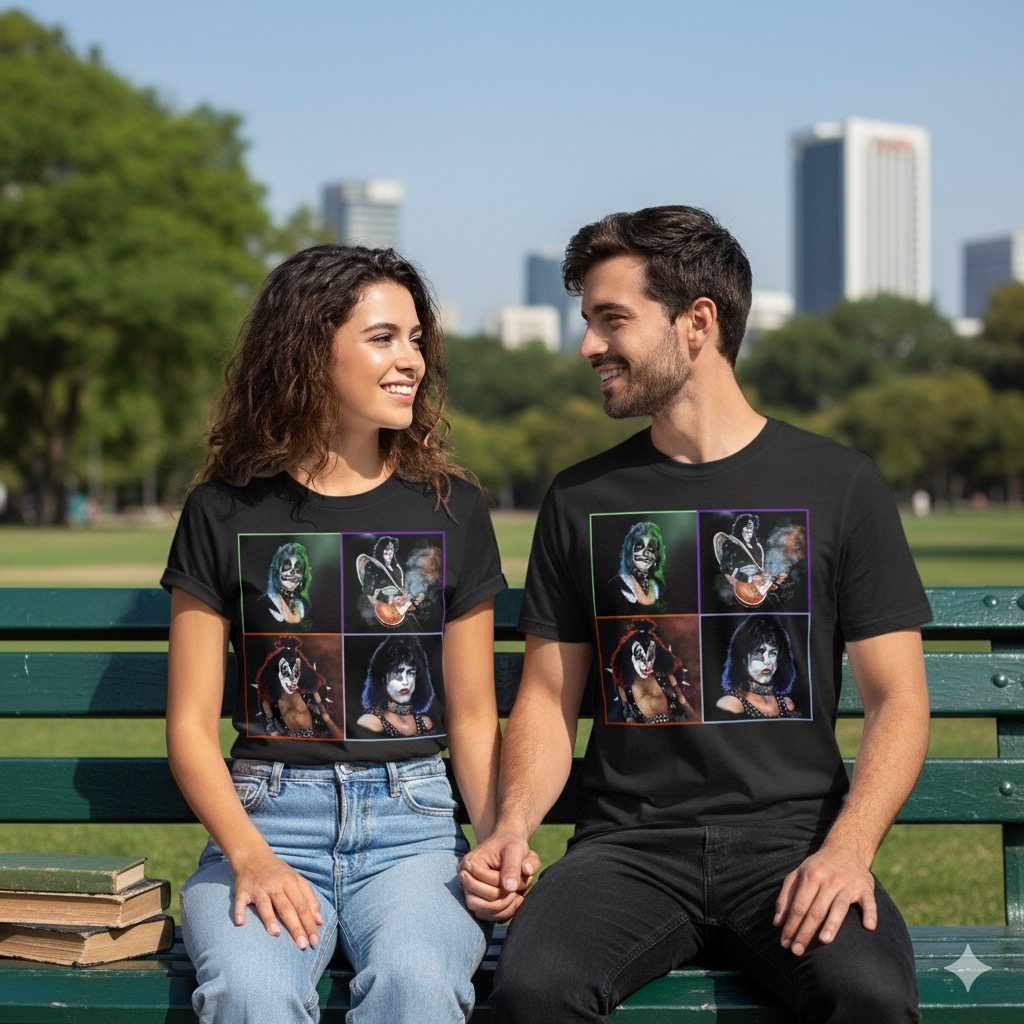 Original handpainted, drawing of kiss classic tee