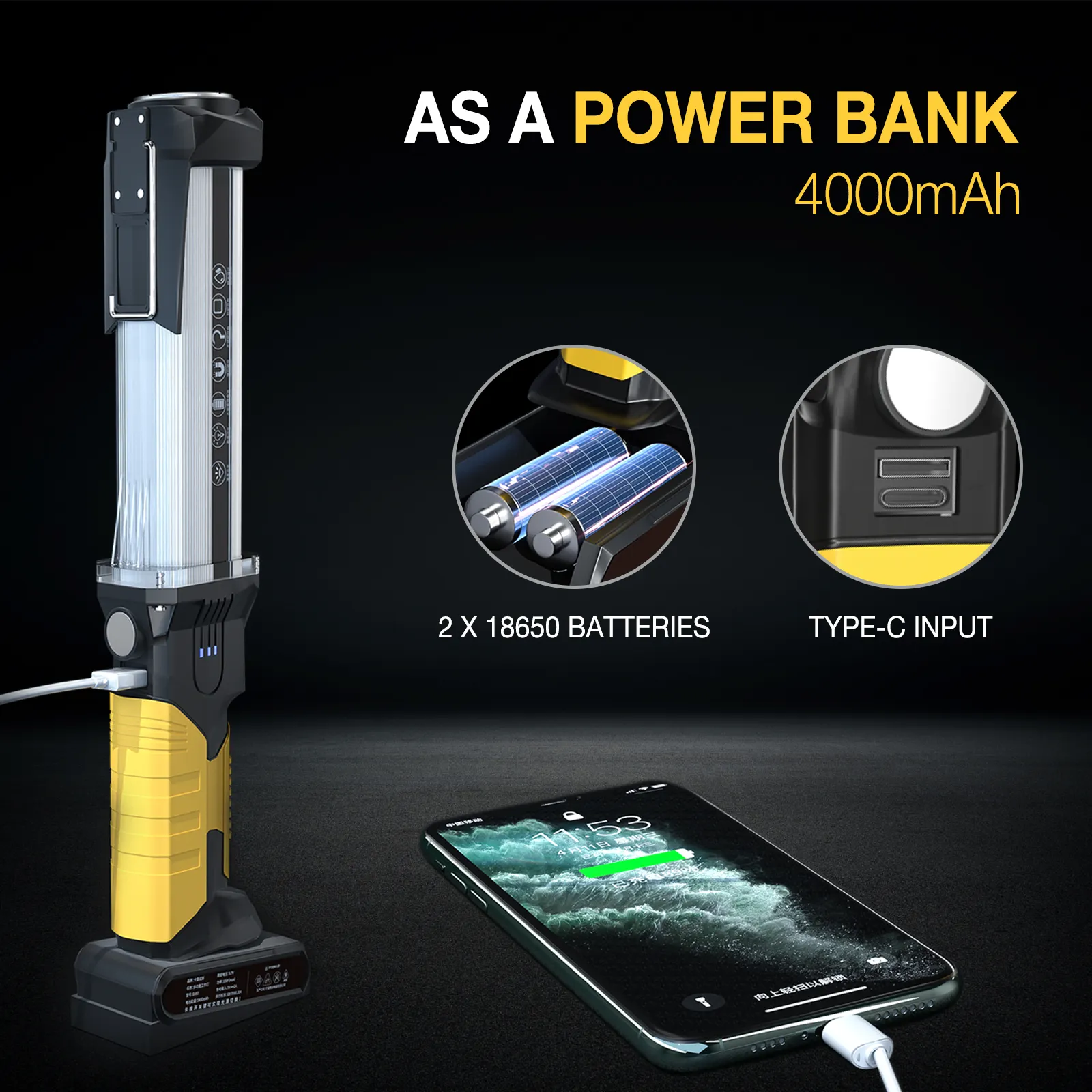 Multifunctional Flashlight with Power Bank