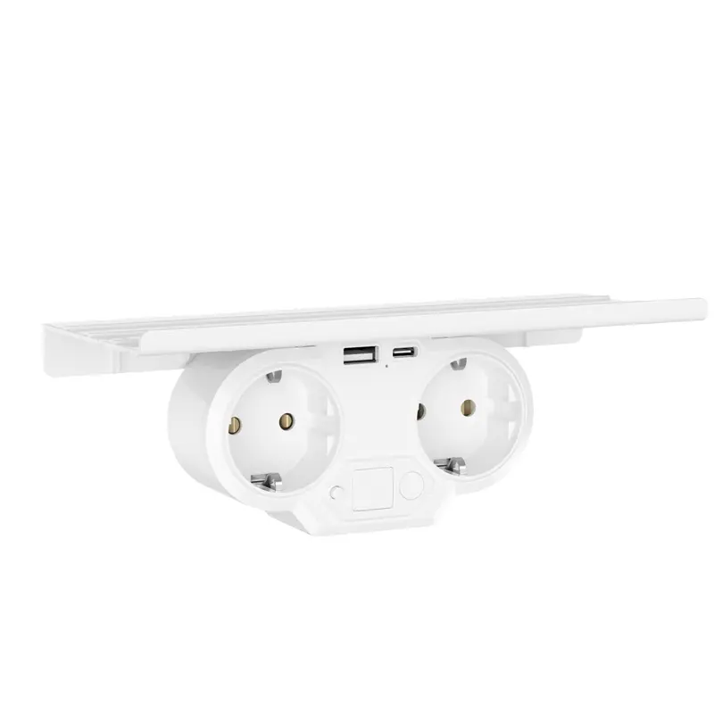 Dual Power Outlet with USB Ports and Shelf