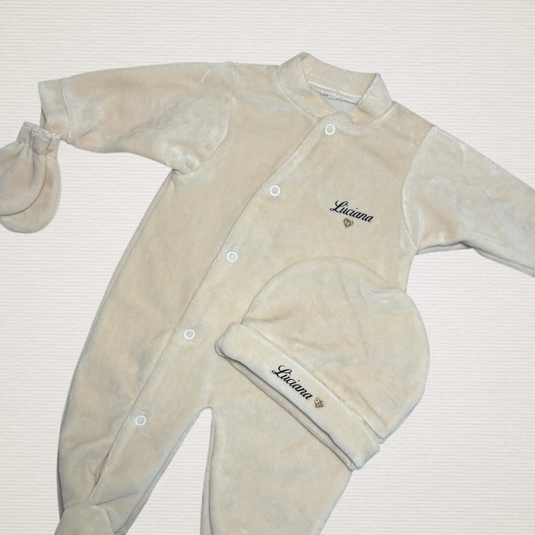 Ensemble velours 3 pièces beige