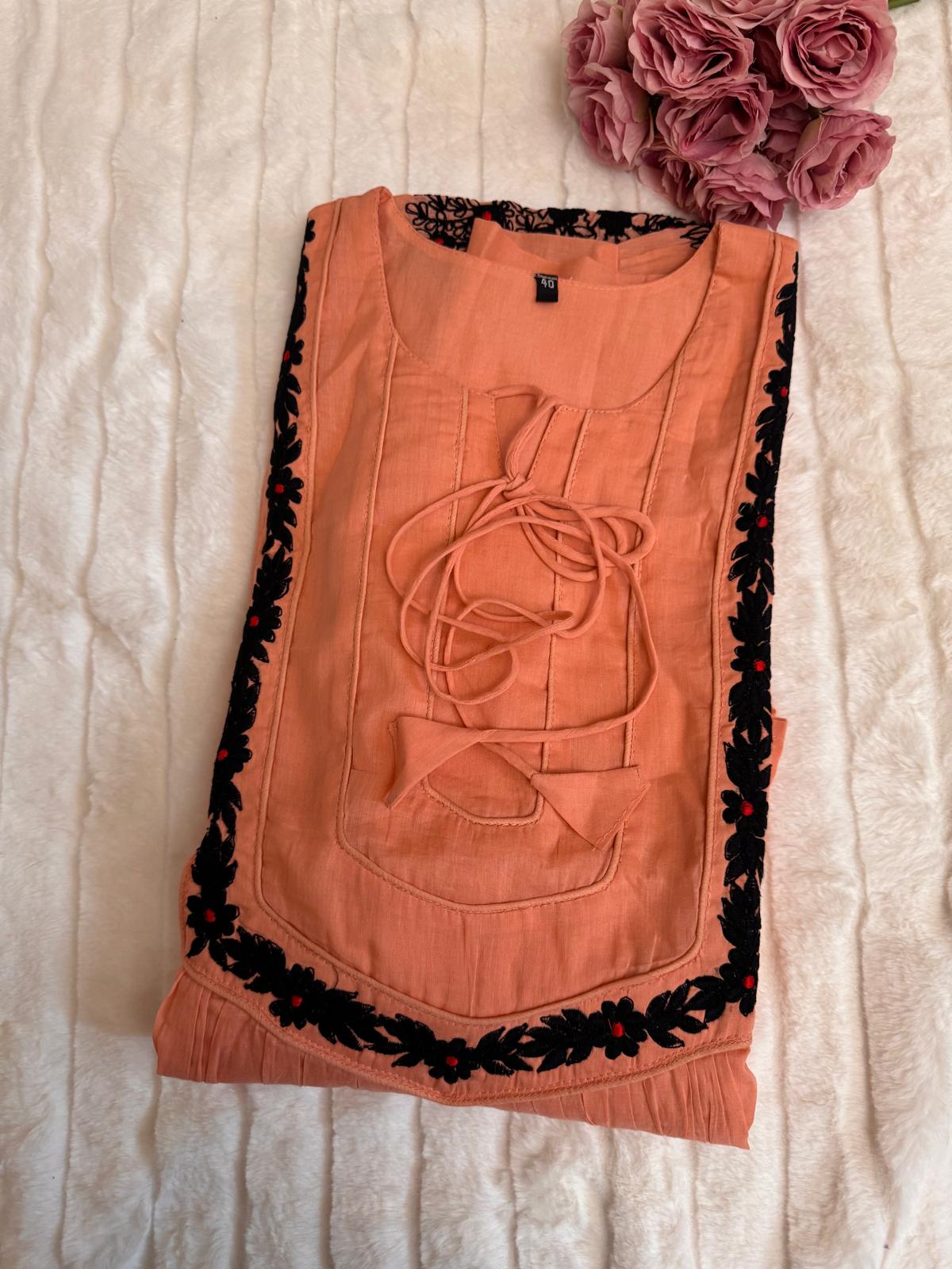 Orange A- Line Dress Mul cotton