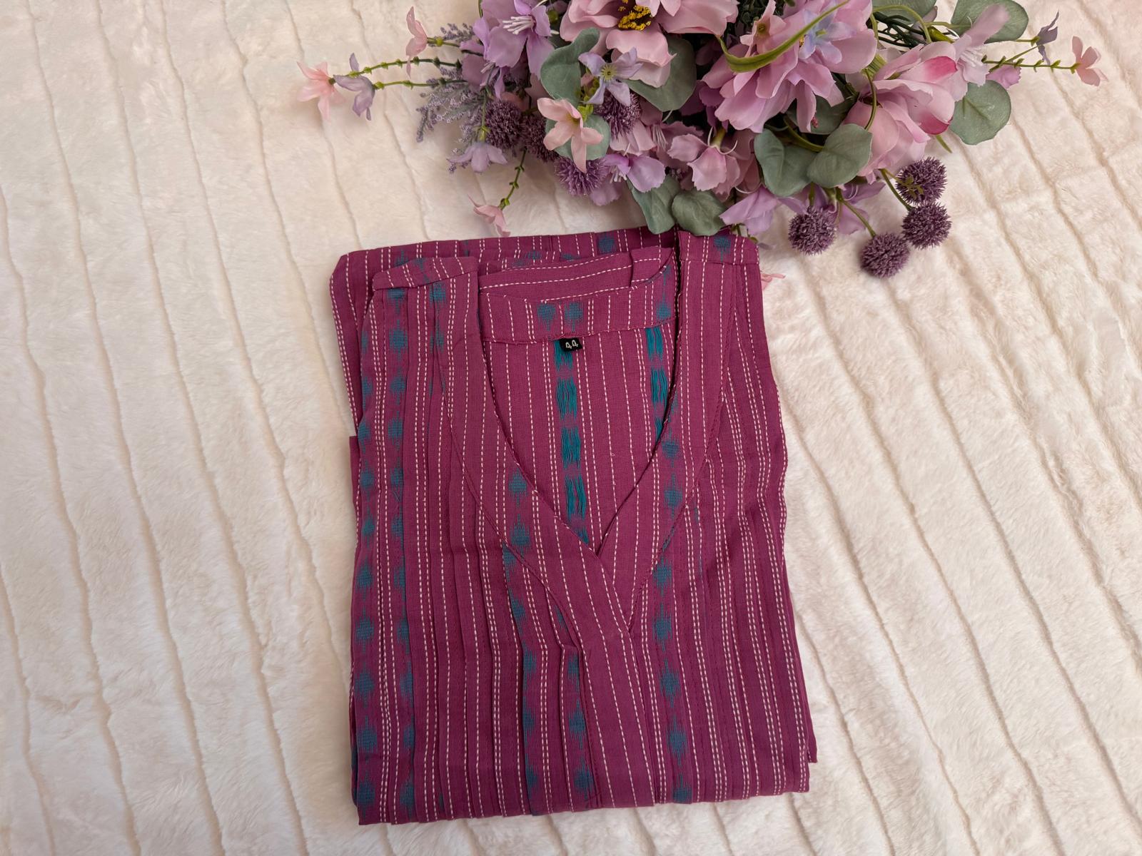 Purple A- Line Dress Mul cotton