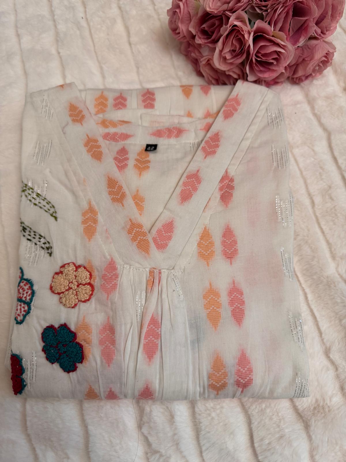 Pink A- Line Dress Mul cotton