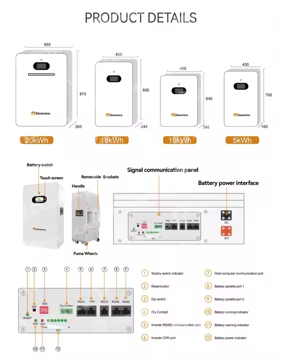 Dawnice 15 KW All-in-One-Wechselrichterbatterie 51,2 V 280Ah 300Ah 100Ah 200Ah Lifepo4- (netzunabhängig)