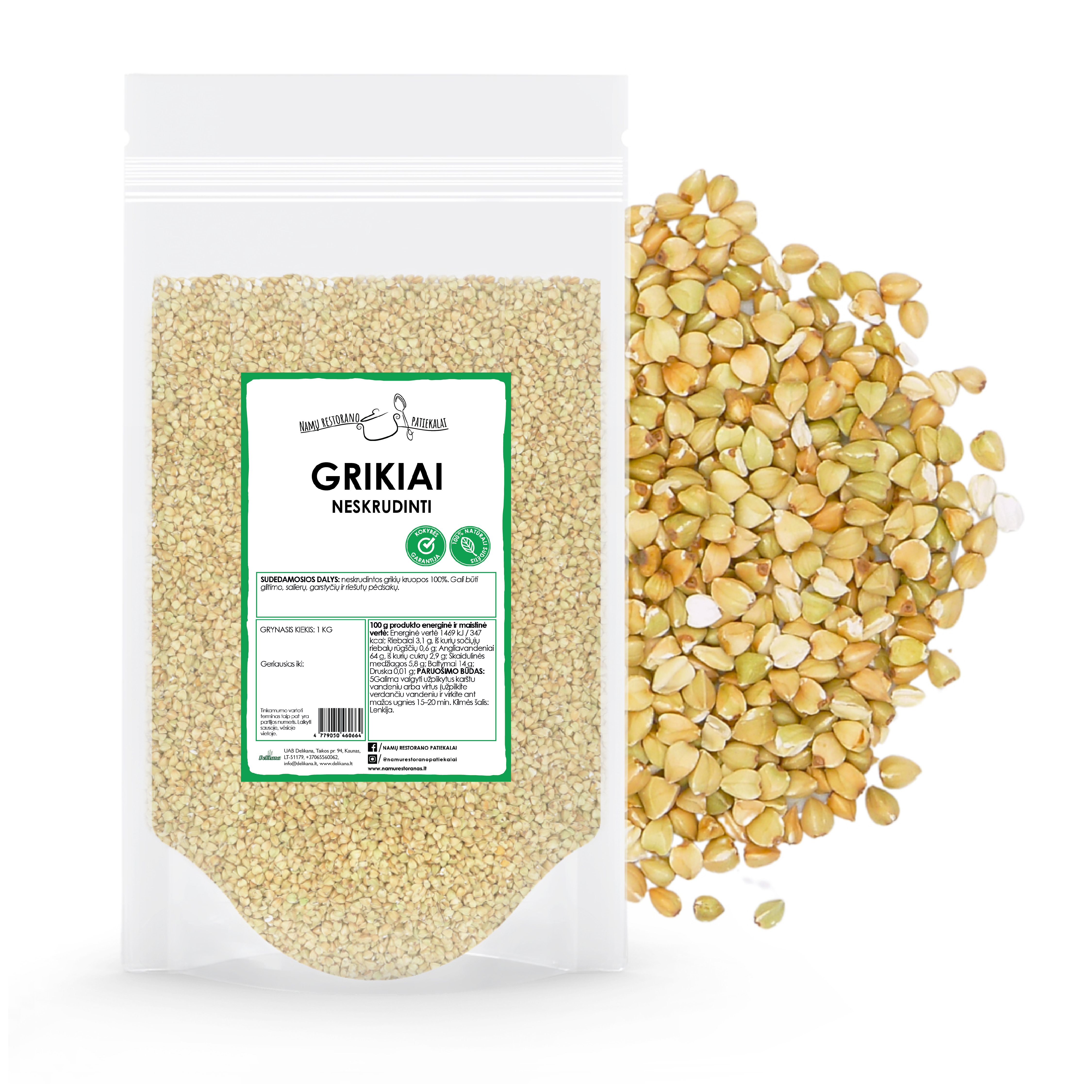 Grikių kruopos (neskrudintos), 1 kg