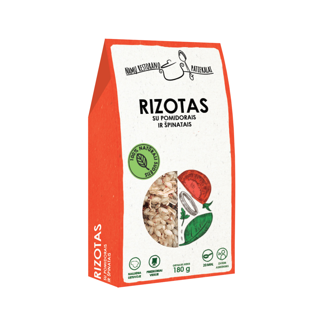 Rizotas (risotto) su pomidorais ir špinatais, 180 g