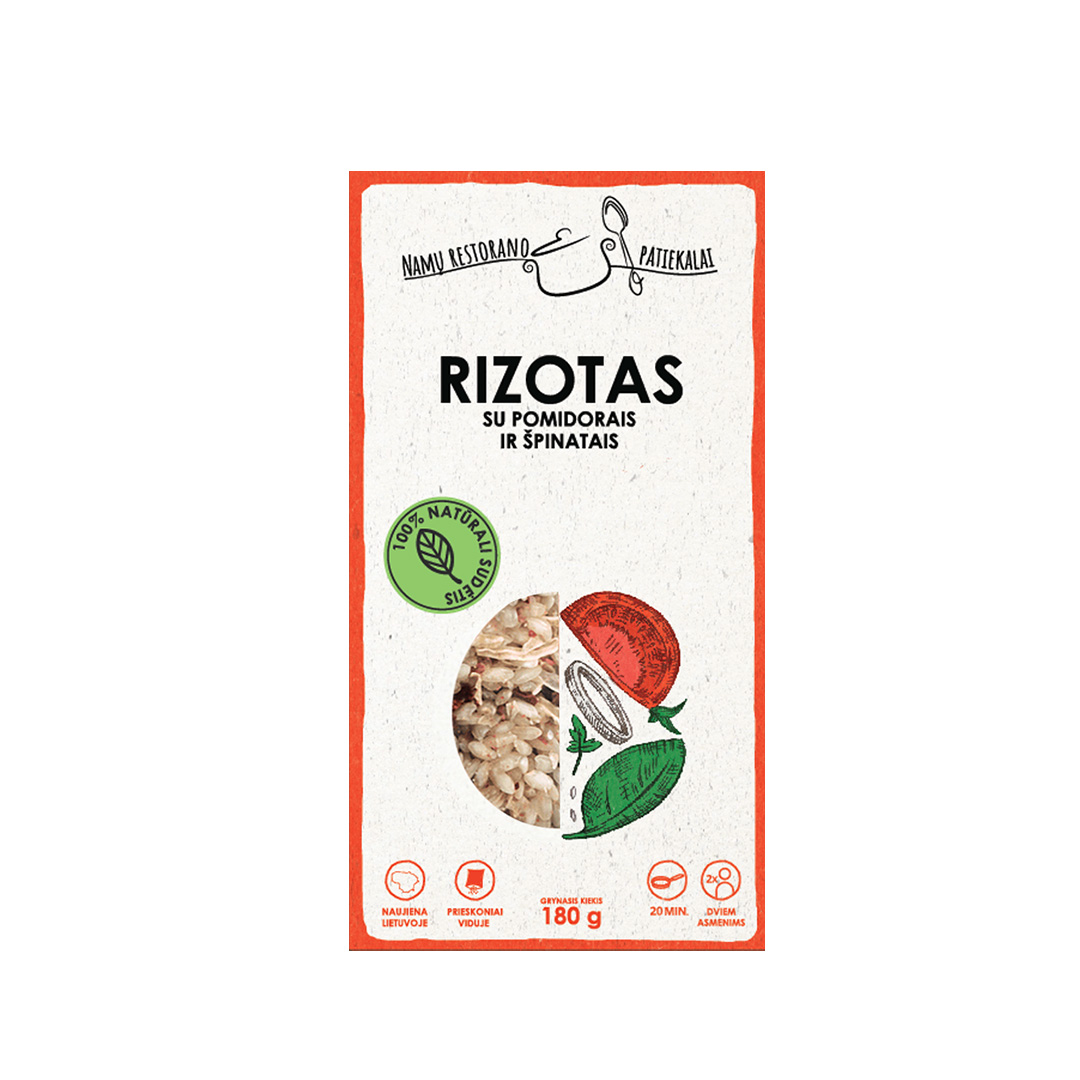 Rizotas (risotto) su pomidorais ir špinatais, 180 g