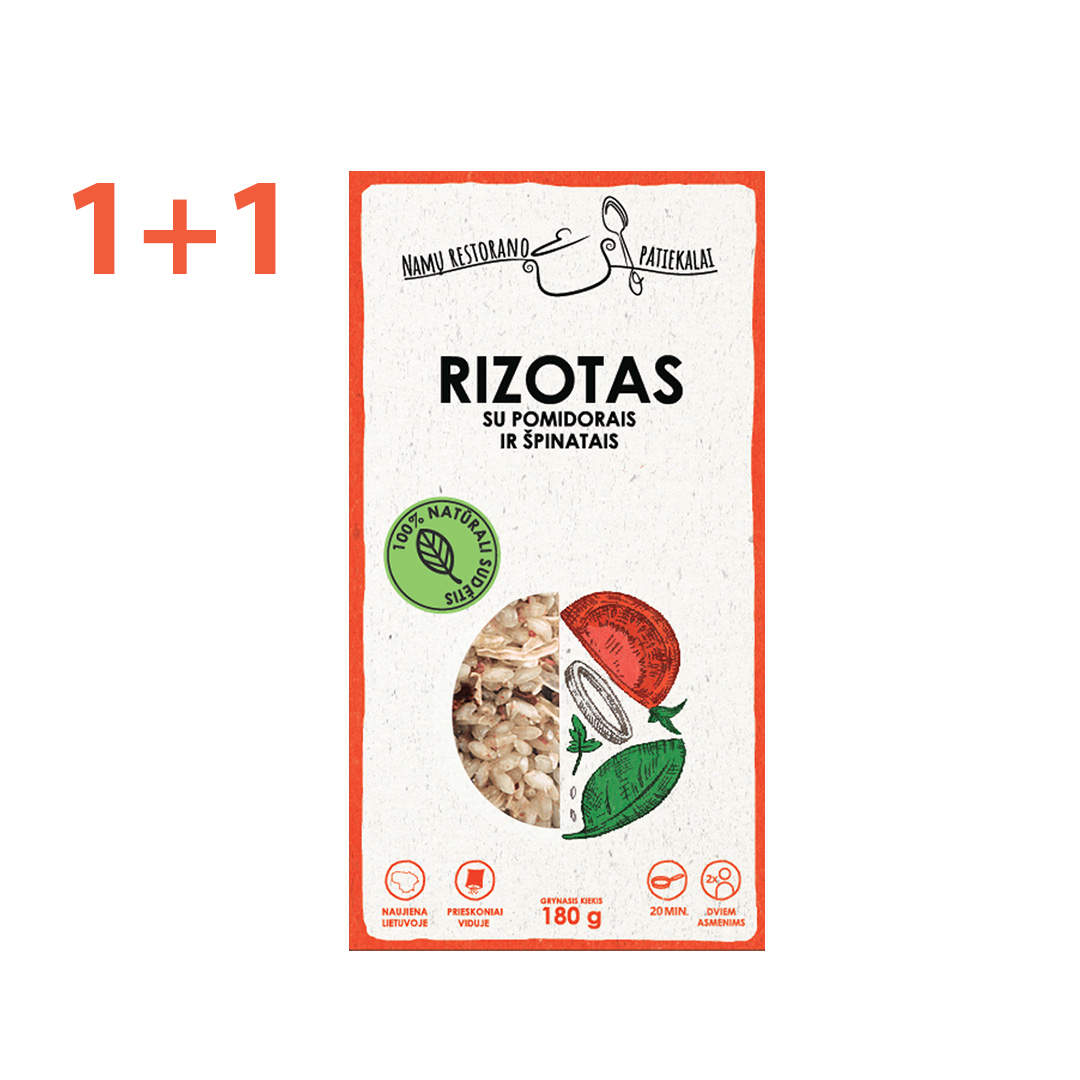 Rizotas (risotto) su pomidorais ir špinatais 1+1