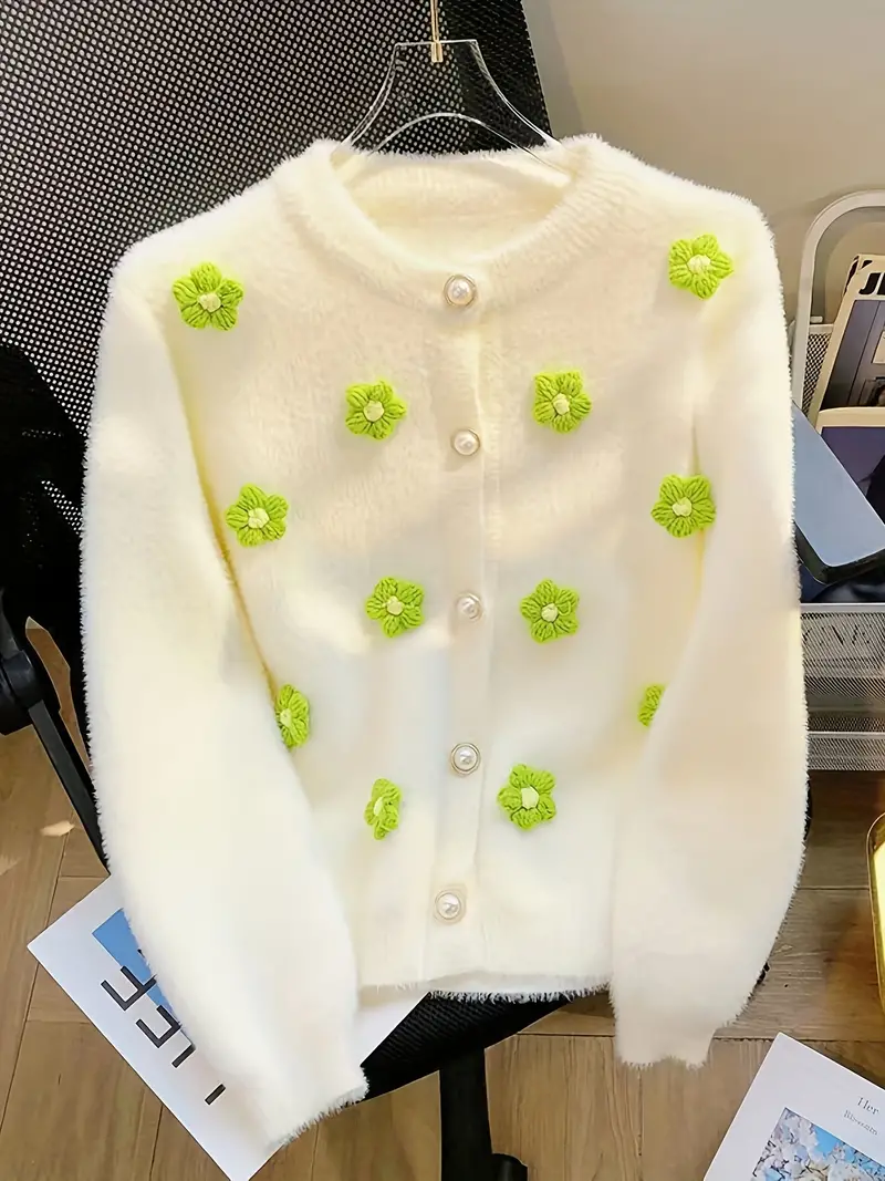 ✴︎専用✴︎hiand✴︎新品Flower cardigan【white】 Flower cardigan - HIAND
