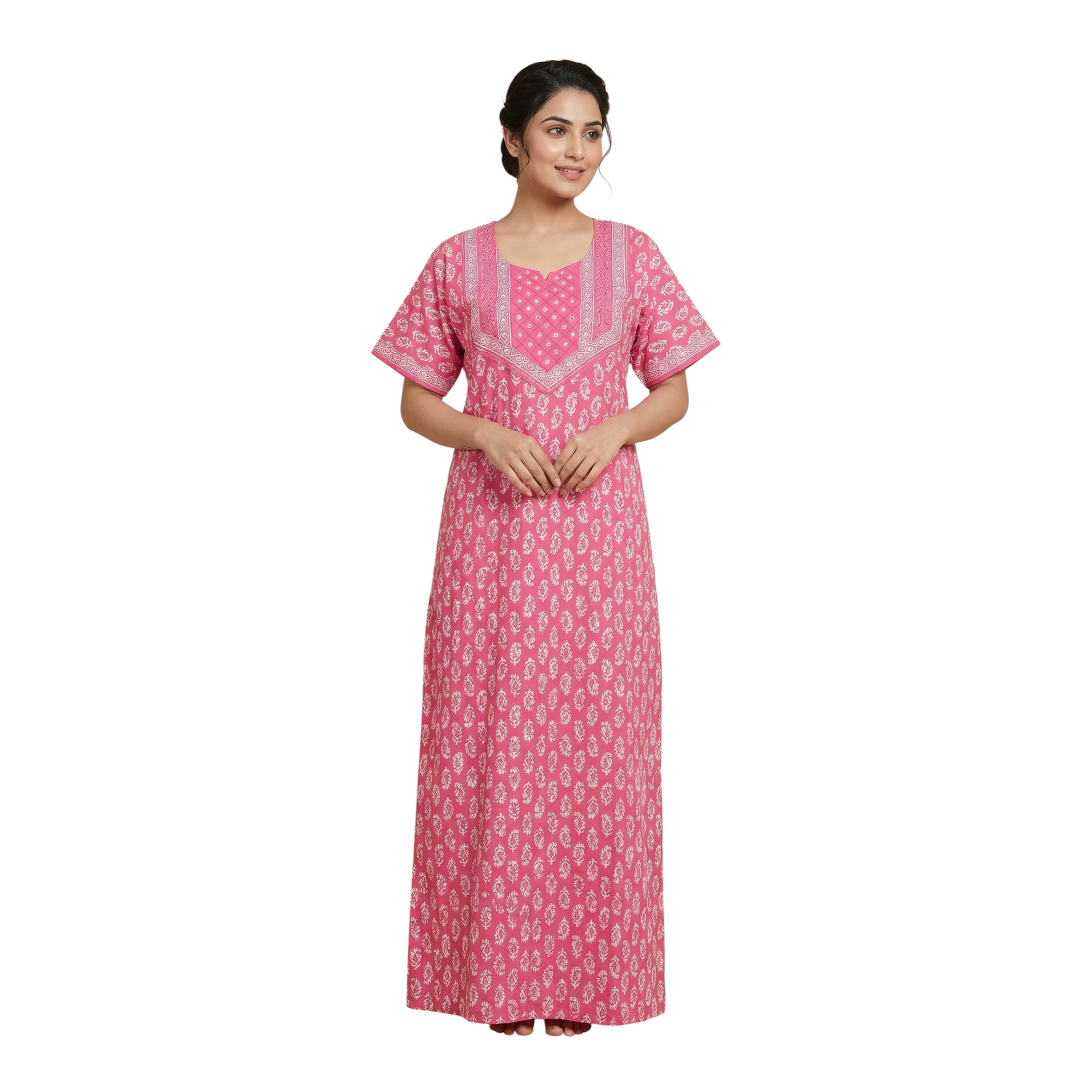 Pink Printed Cotton Nightgown