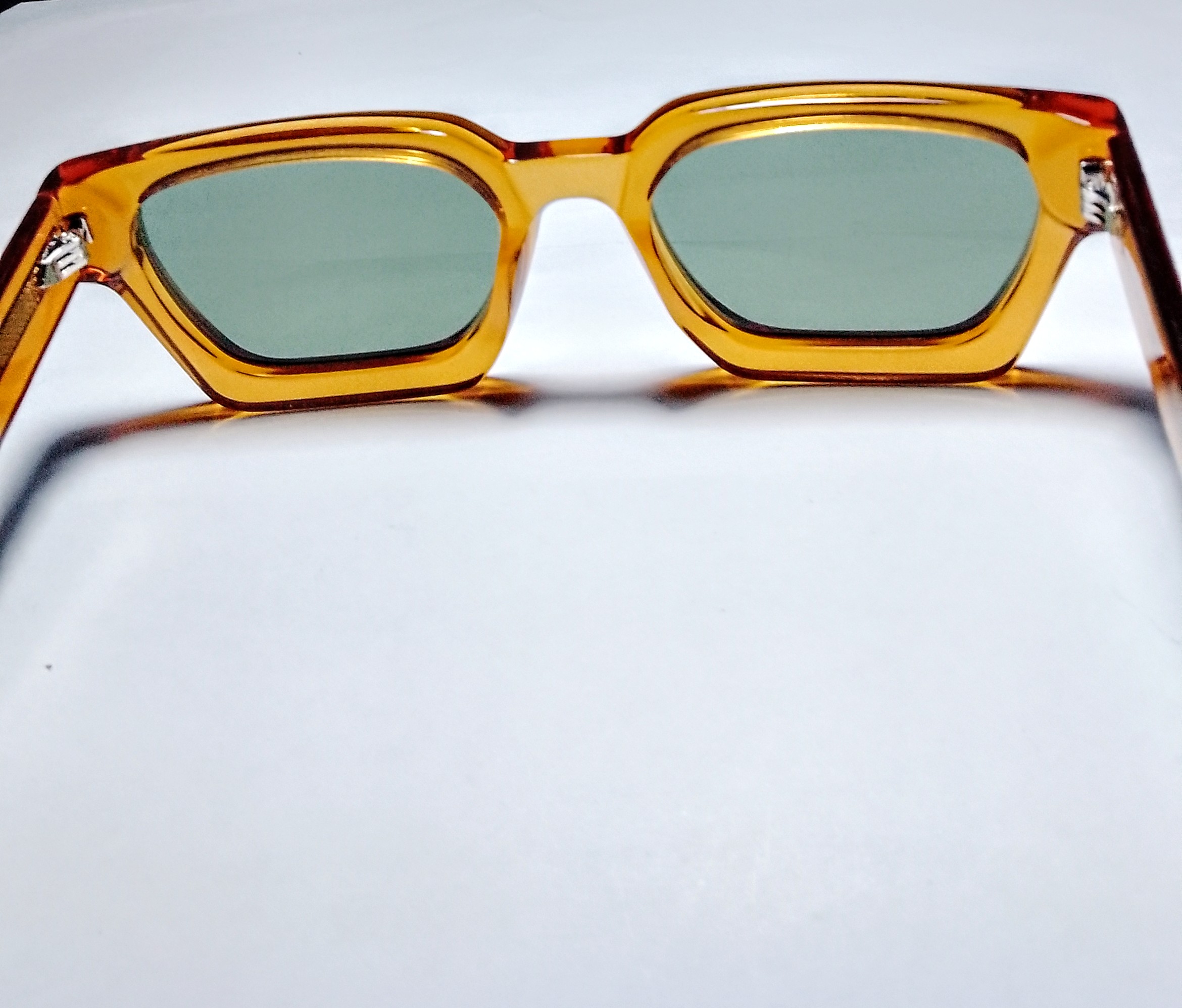 Anteojos De Sol Hbk De Acetato Yellow 54 Mm Polarizado Cuadrada Verde Oscuro Amarillo