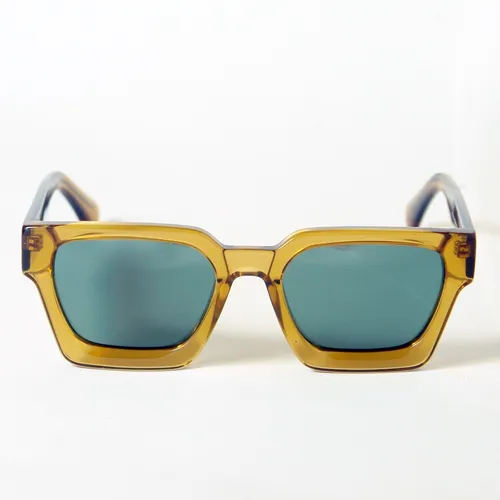 Anteojos De Sol Hbk De Acetato Yellow 54 Mm Polarizado Cuadrada Verde Oscuro Amarillo