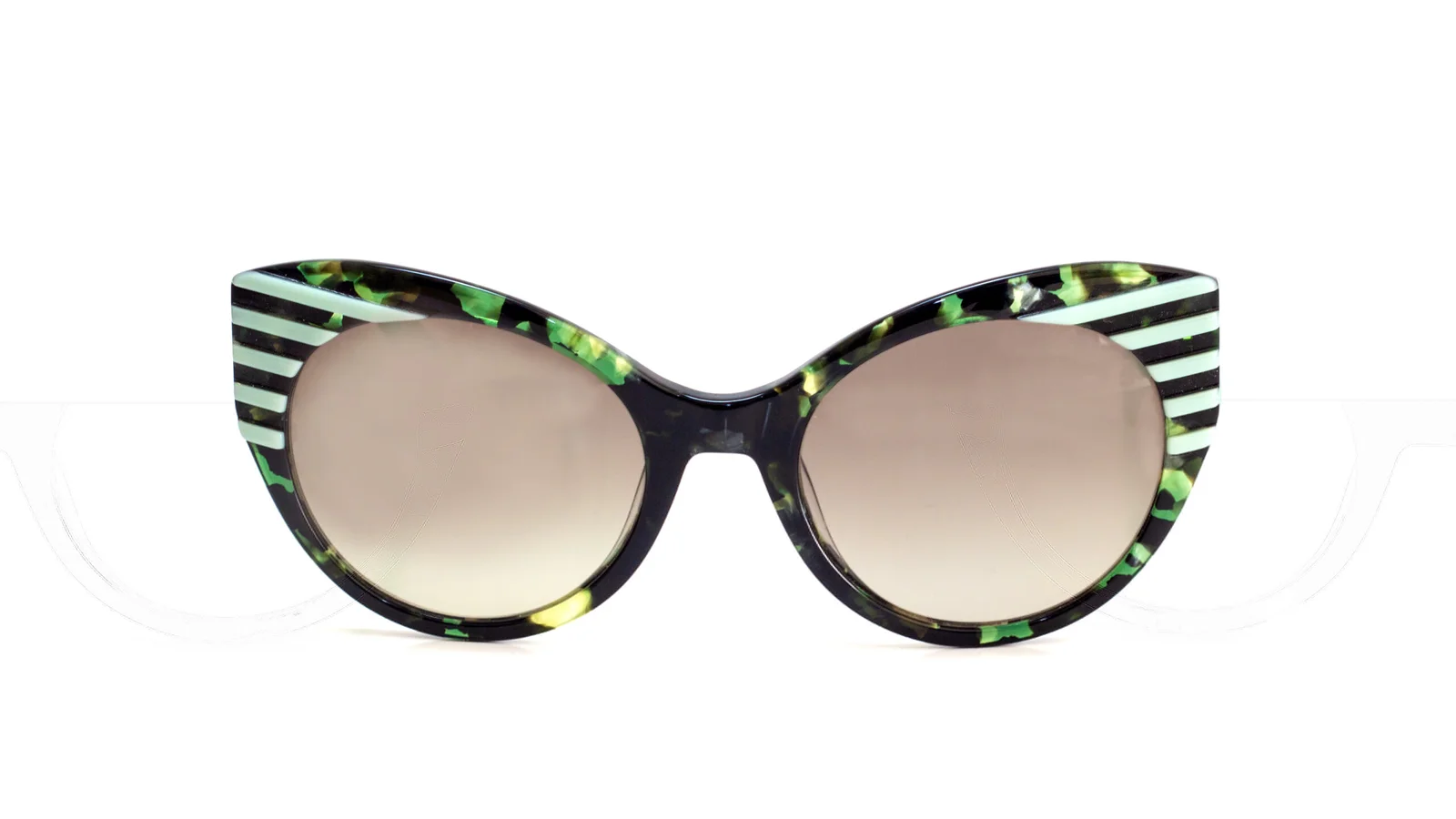 Anteojos De Sol Just Cavalli Jc 789s Col. 55p Ojo De Gato Gris Degrade Verde Lima/negro Verde Claro