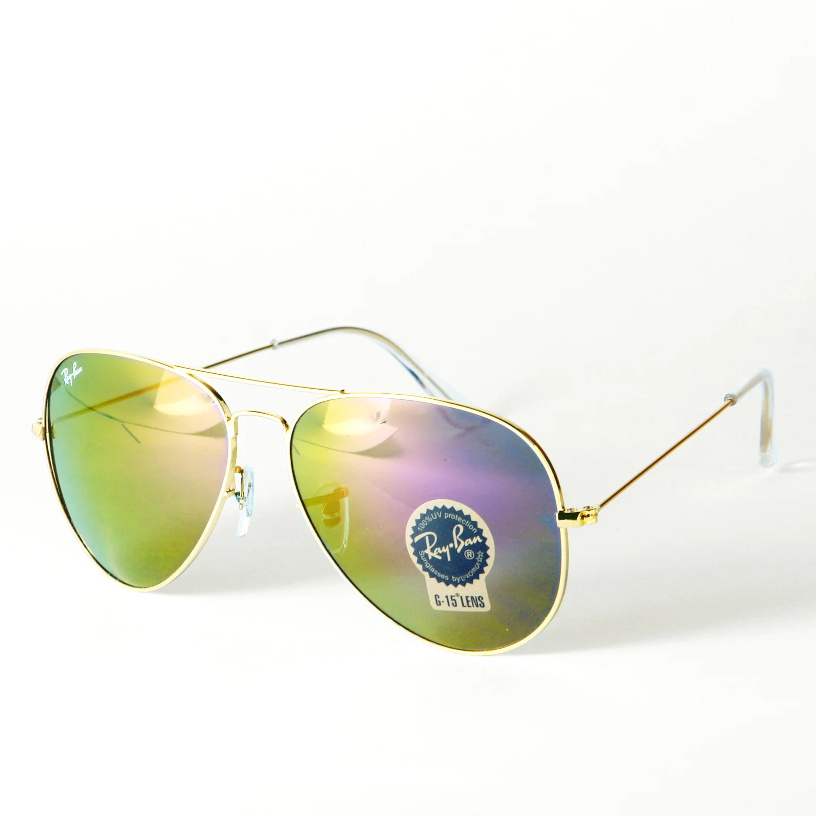 Ray-ban 3026 Gold- Purple Iridiscente 62 Mm Cliper Purpura Iridiscente Dorado Dorado