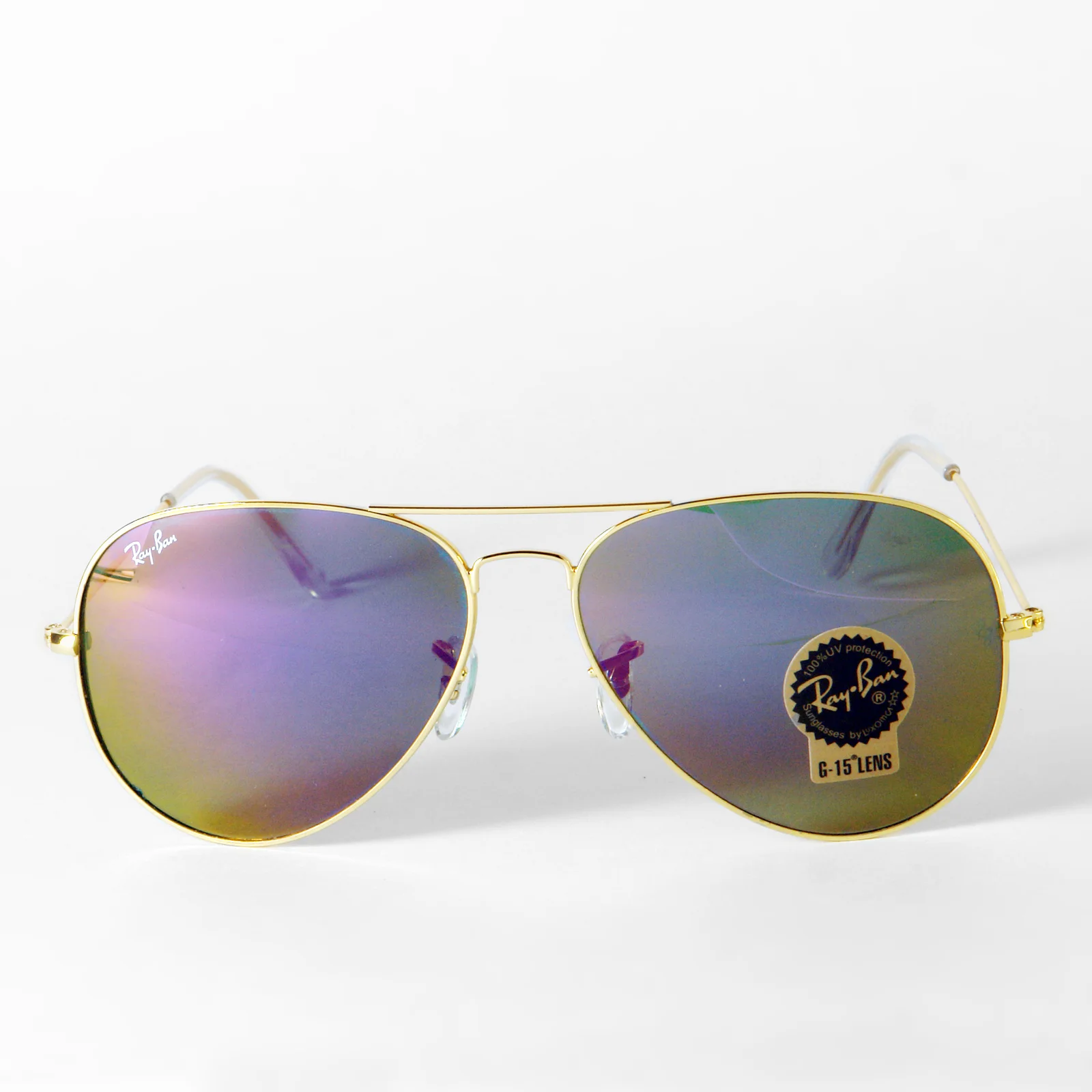 Ray-ban 3026 Gold- Purple Iridiscente 62 Mm Cliper Purpura Iridiscente Dorado Dorado