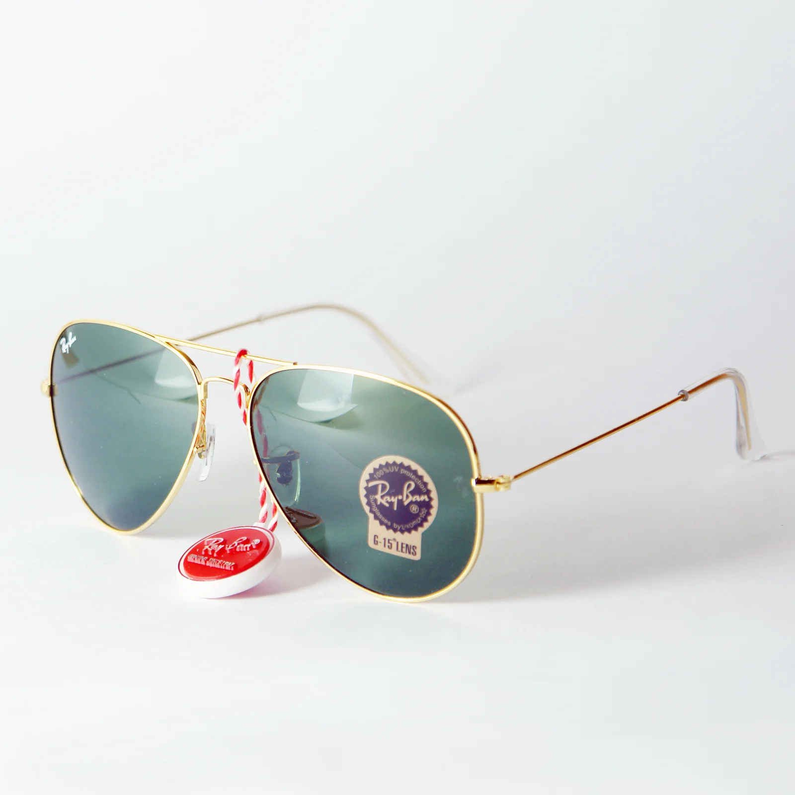 Ray-ban 3026 Gold/green 62 Mm Cliper Verde/ Dorado